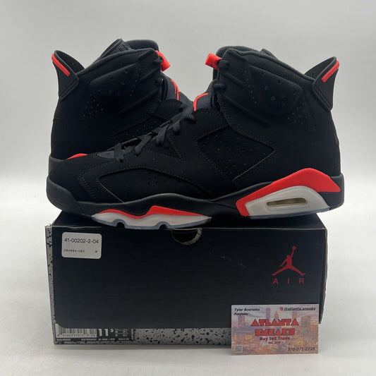 Size 11.5 - Jordan 6 Retro Mid Infrared Black Red Suede (384664-060)