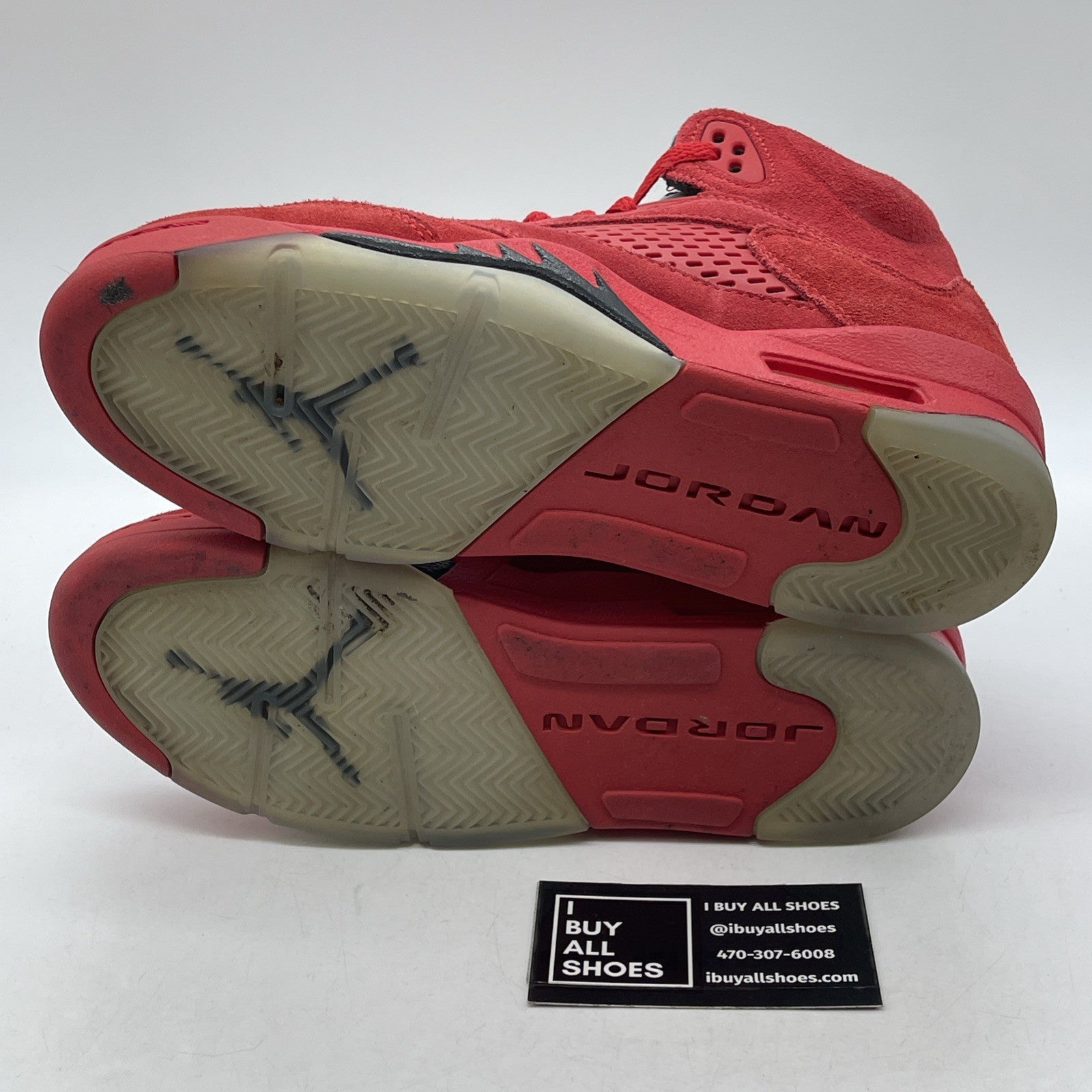 Size 5.5 (GS) - Jordan 5 Retro Mid Red Suede Black (440888-602)