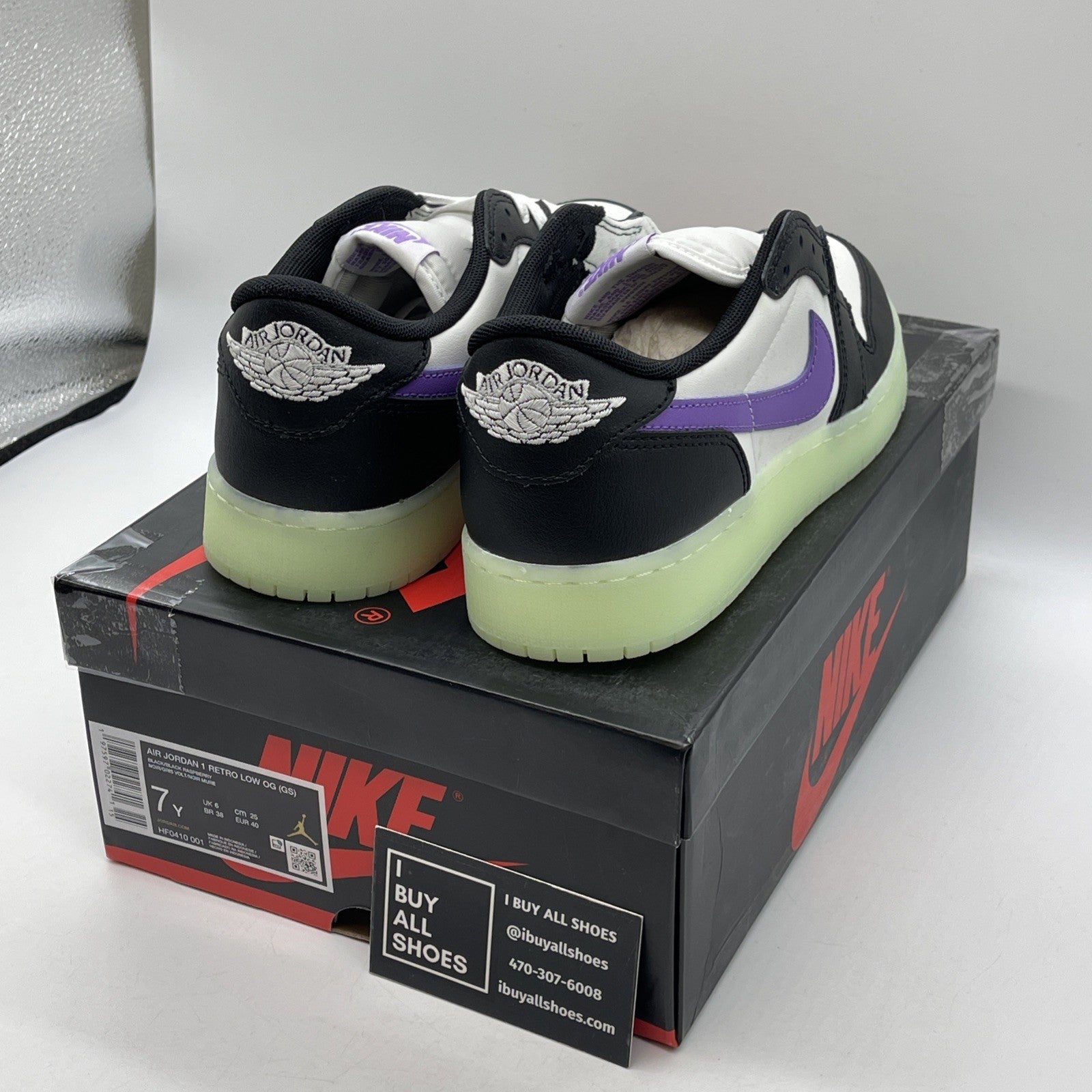 Size 7Y - Nike Air Jordan 1 Retro Low Black Raspberry Leather (HF0410-001)
