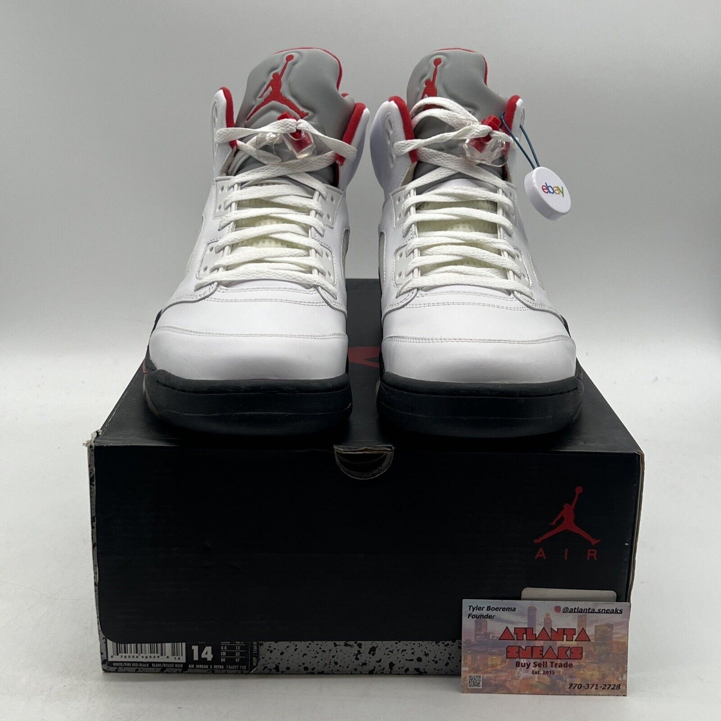 Size 14 - Air Jordan 5 Retro 2013 Fire Red Black White Leather (136027-100)