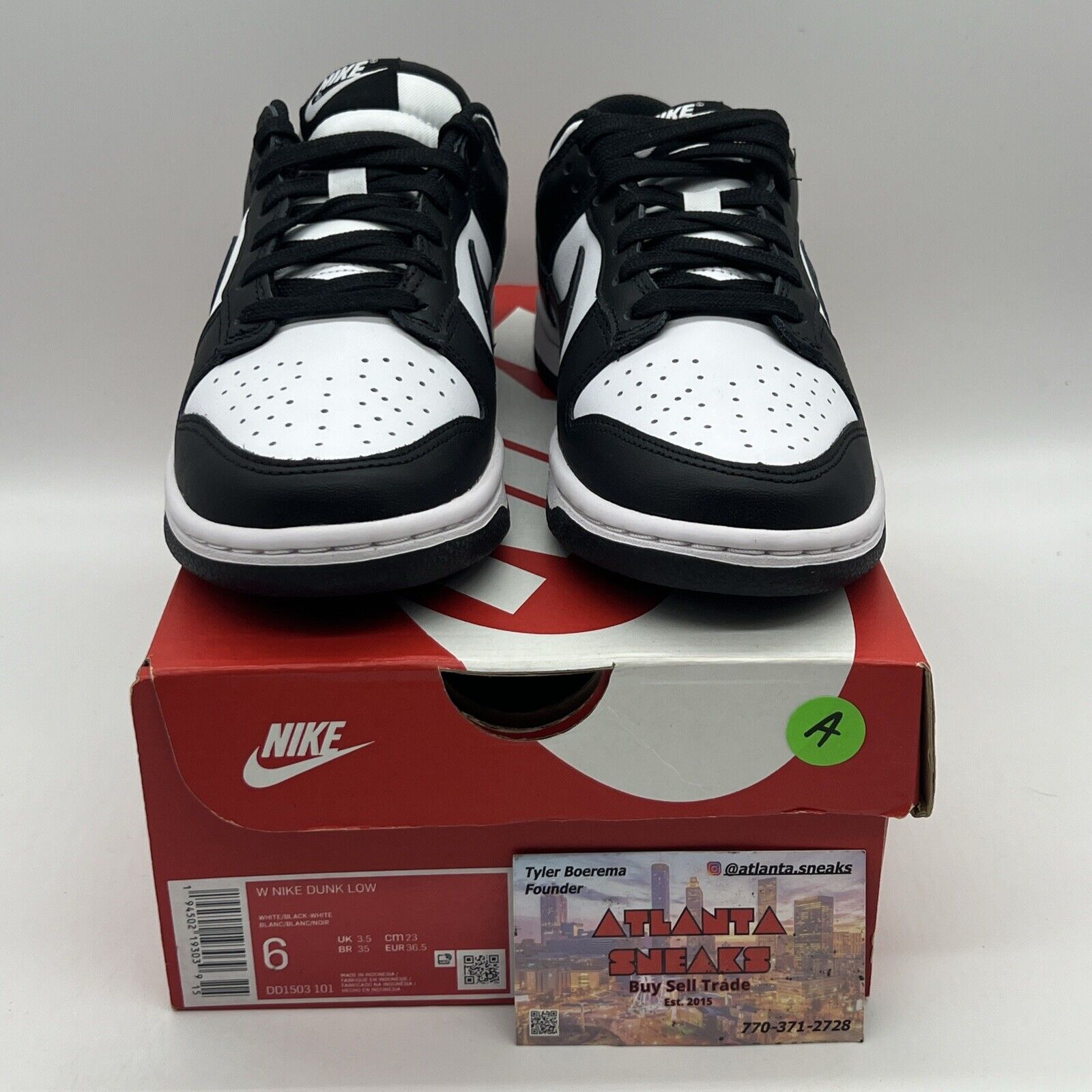 Size 6 - Nike Dunk Low Black White Brand New Og All