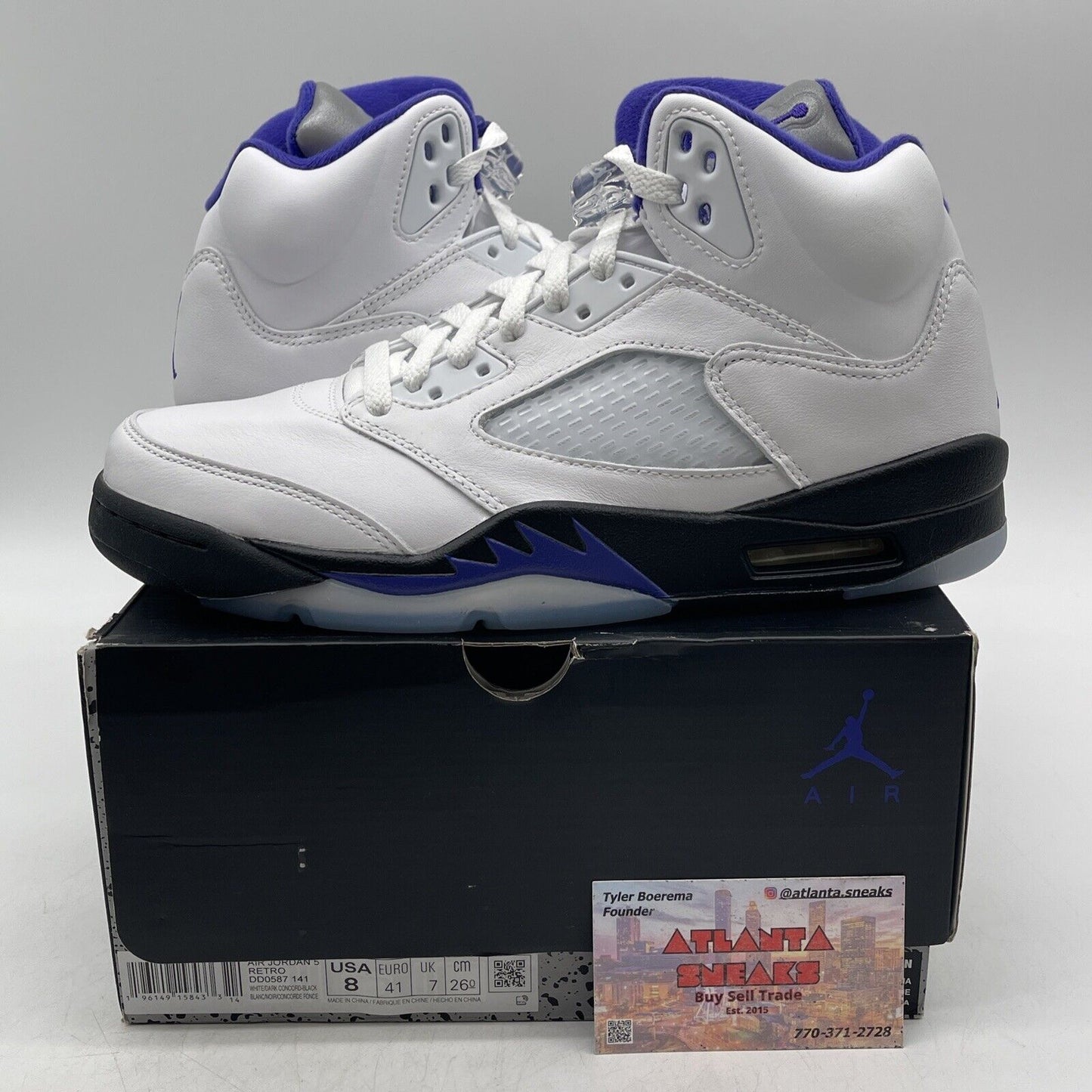 Size 8 - Jordan 5 Concord 2022 White Purple Black silver Leather (DD0587-141)