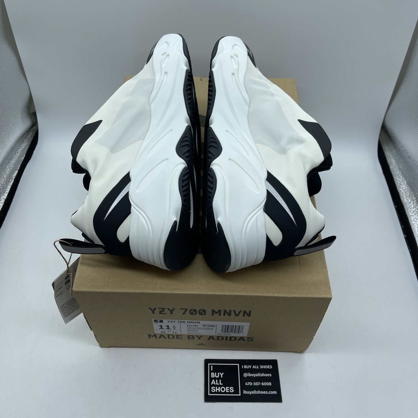 Size 11.5 - adidas Yeezy Boost 700 MNVN Laceless Analog White Black (IG4798)