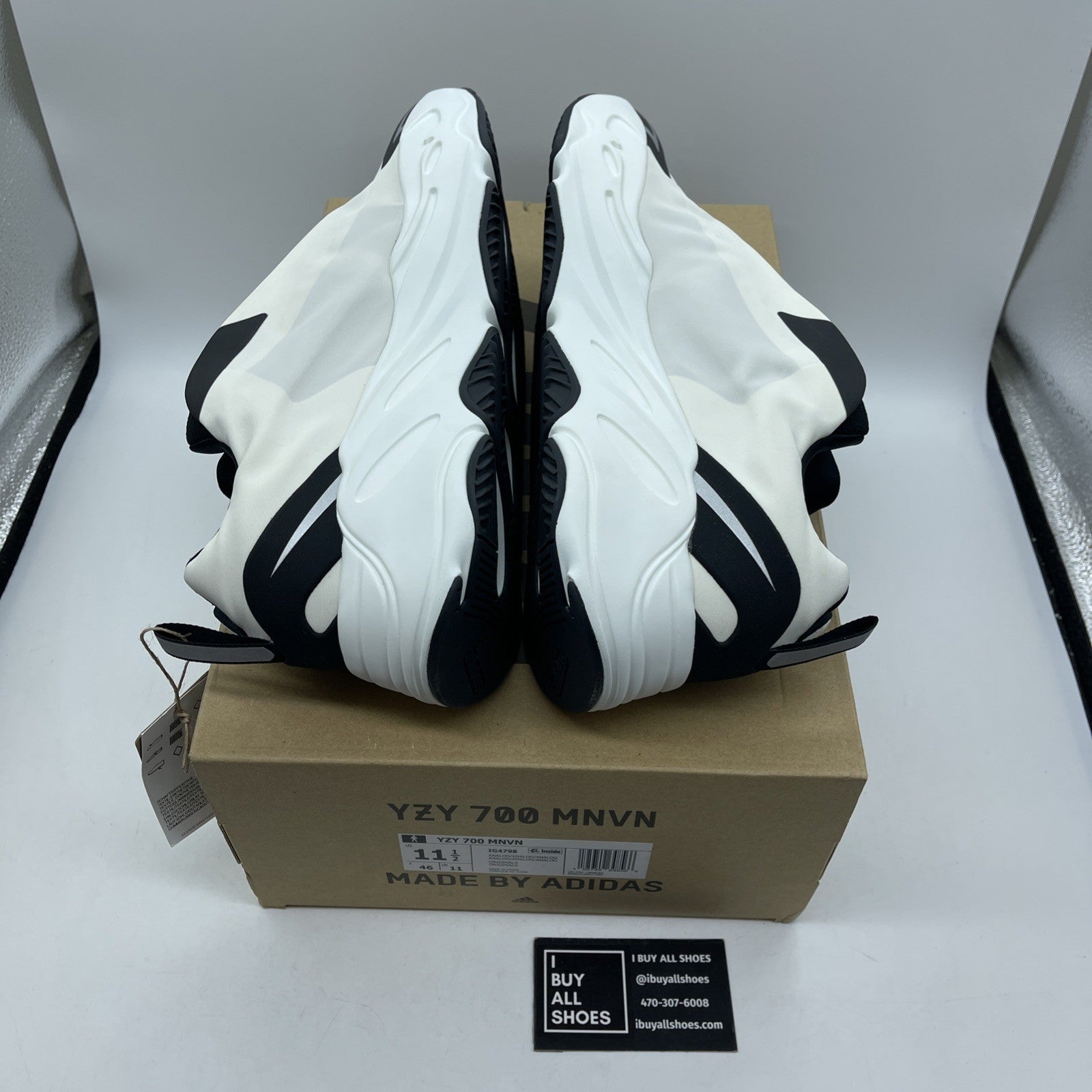 Size 11.5 - adidas Yeezy Boost 700 MNVN Laceless Analog White Black (IG4798)