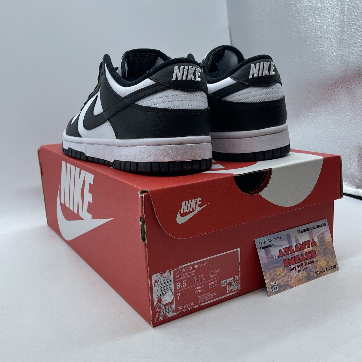 Size 8.5W - Nike Dunk Low Black White Leather (DD1503-101)