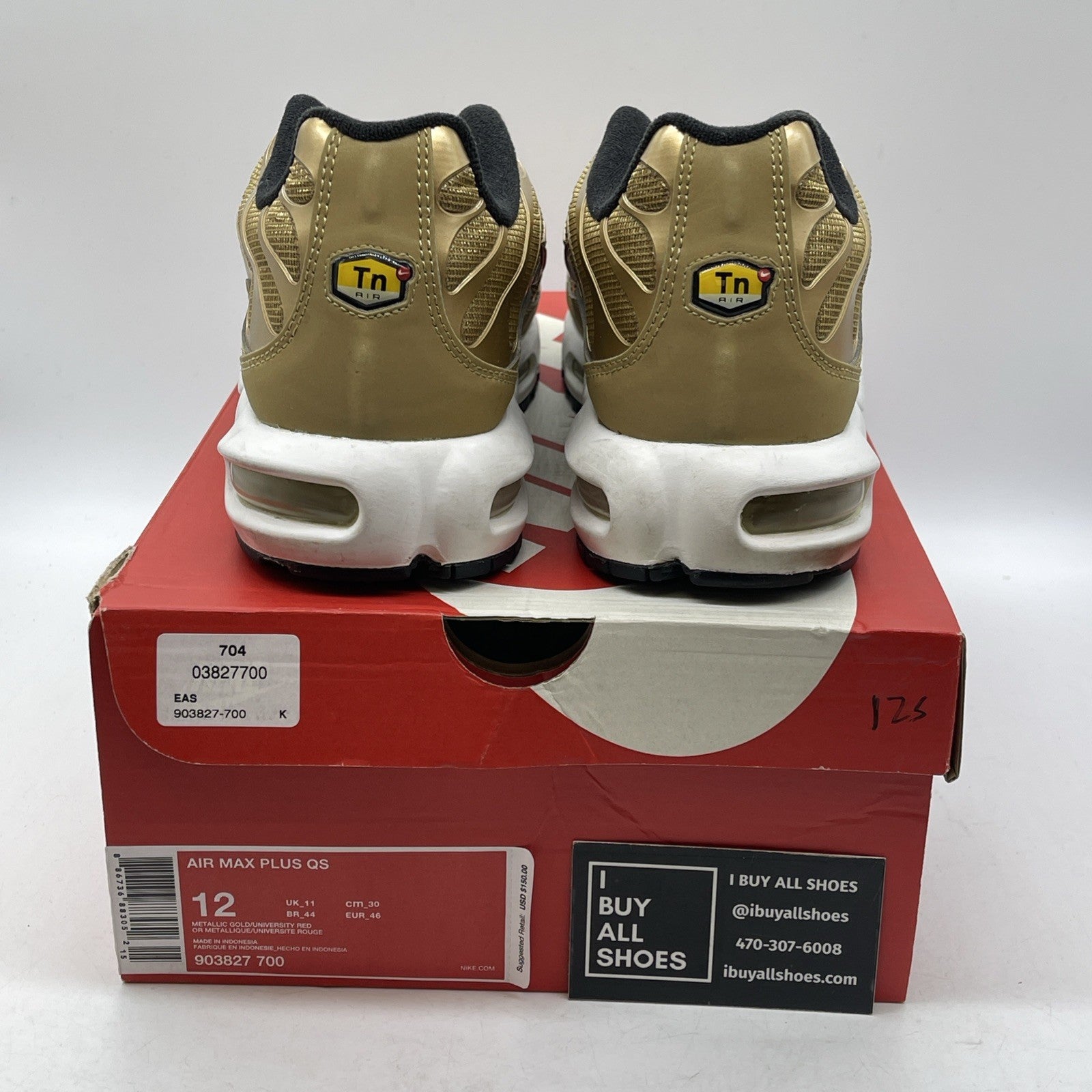 Size 12 - Nike Air Max Plus QS Metallic Gold Suede Leather (903827-700)