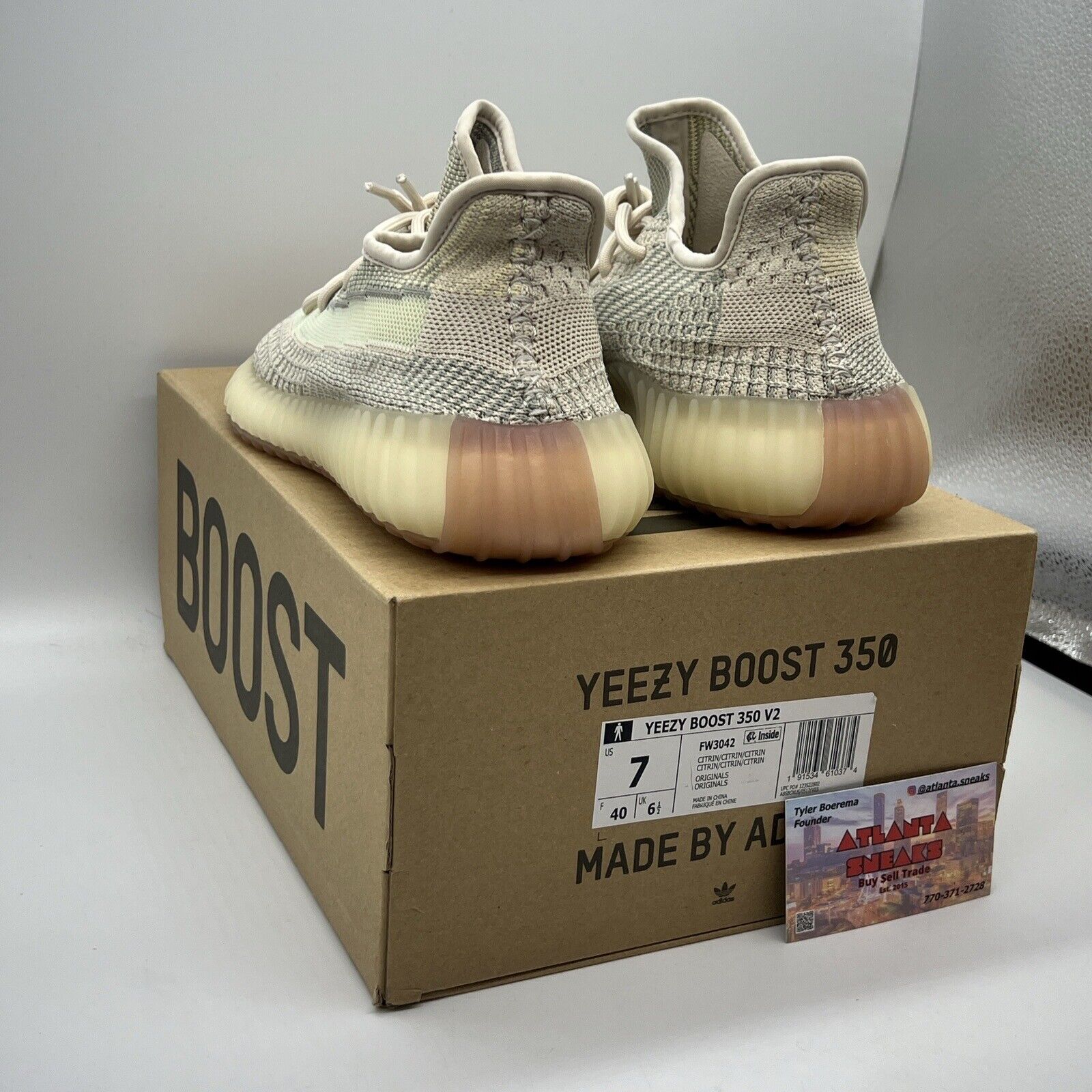 Size 7 - Yeezy Boost 350 V2 Citrin Non-Reflective Brand New Og All