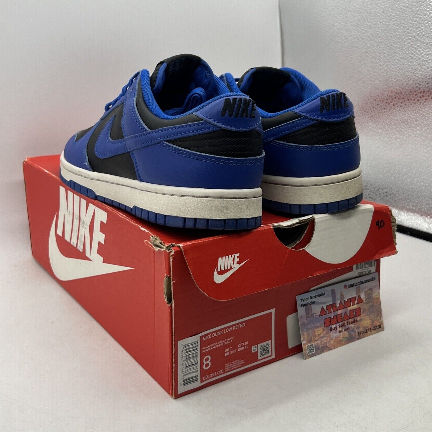 Size 8 - Nike Dunk Low Hyper Cobalt Black Blue Leather White (DD1391-001)