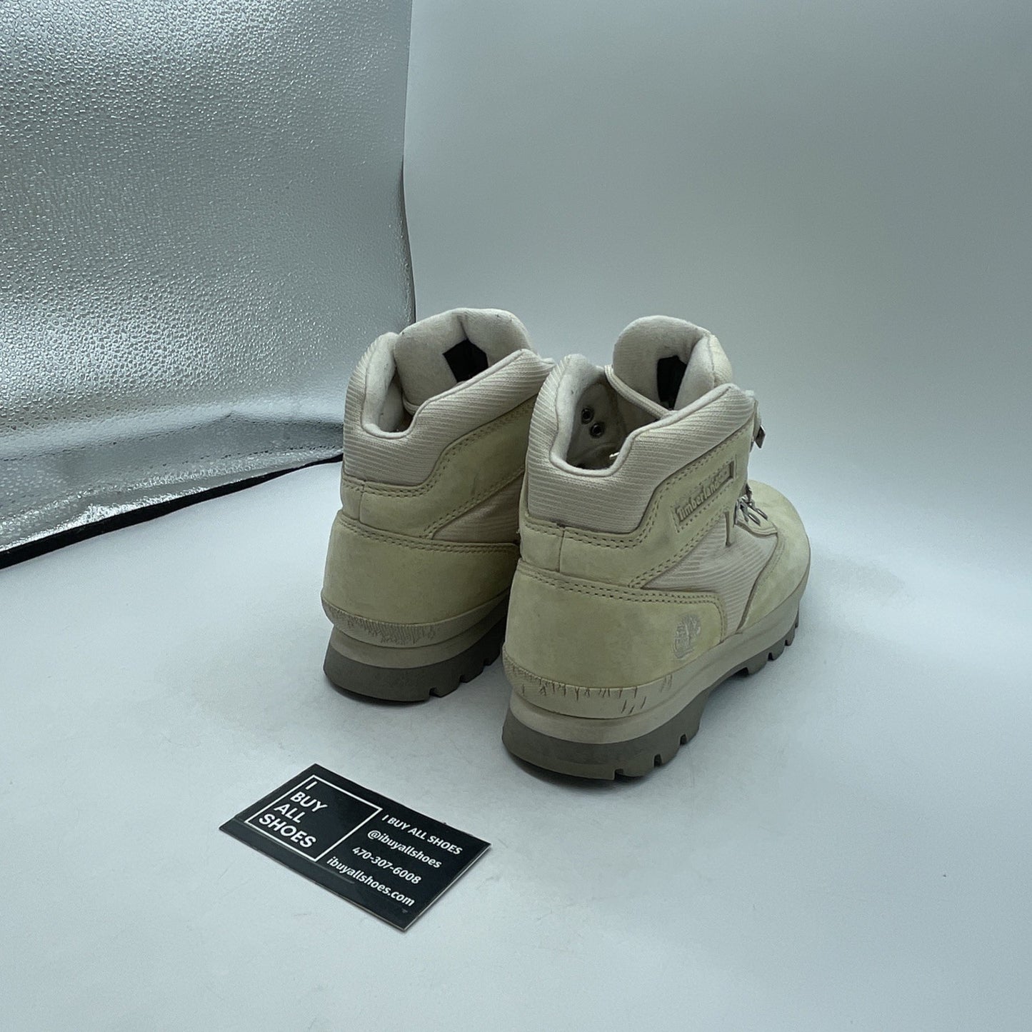 Size 10 - Timberland Euro Hiker Leather Suede Mid Hiking Boots Cream Beige