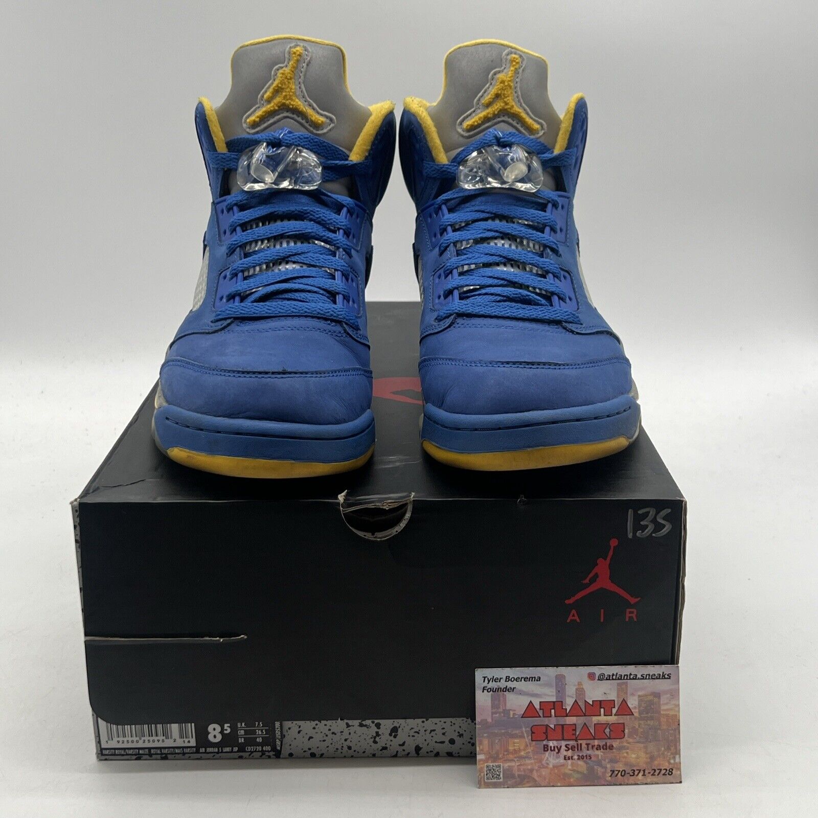 Size 8.5 - Air Jordan 5 Retro Laney Blue Yellow Suede Grey (CD2720-400)