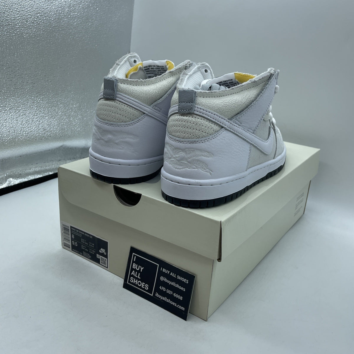 Size 8 - Nike SB Dunk High QS x Antihero Shoes White Black Skate (HM5837-100)