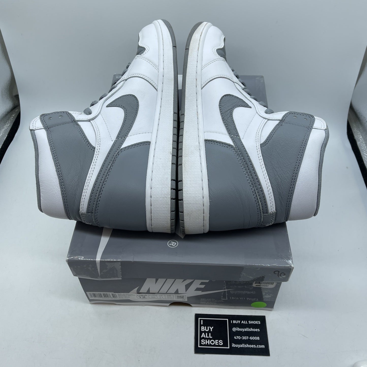 Size 12 - Jordan 1 Retro High OG Stealth Grey White Leather (555088-037)
