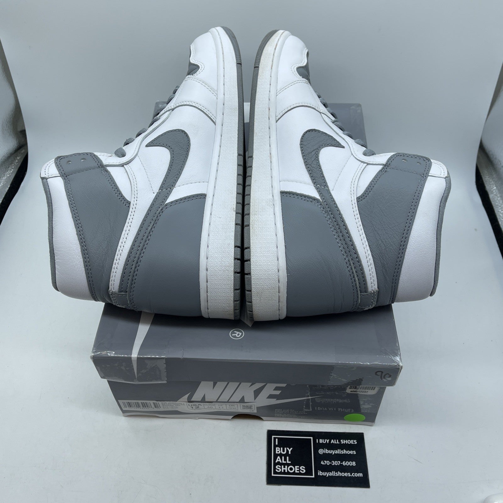 Size 12 - Jordan 1 Retro High OG Stealth Grey White Leather (555088-037)