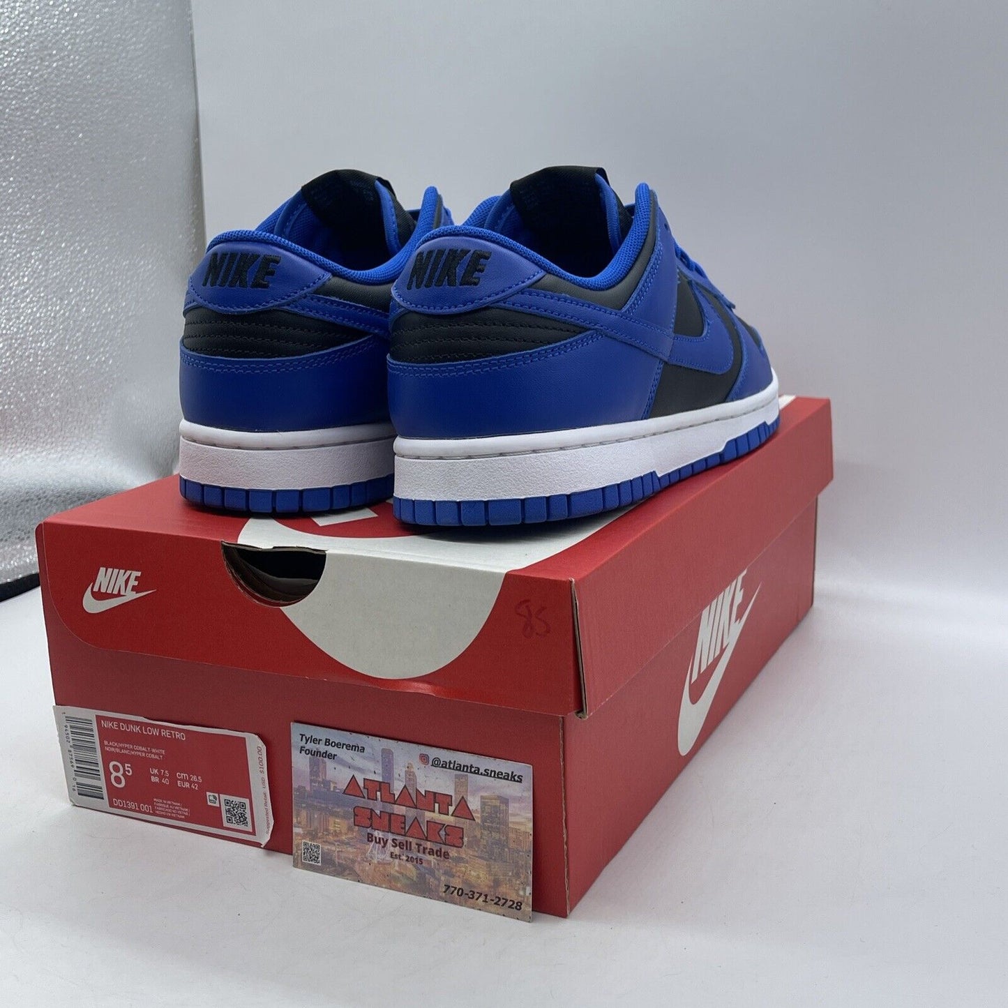 Size 8.5 - Nike Dunk Low Hyper Cobalt Black Blue White Leather (DD1391-001)