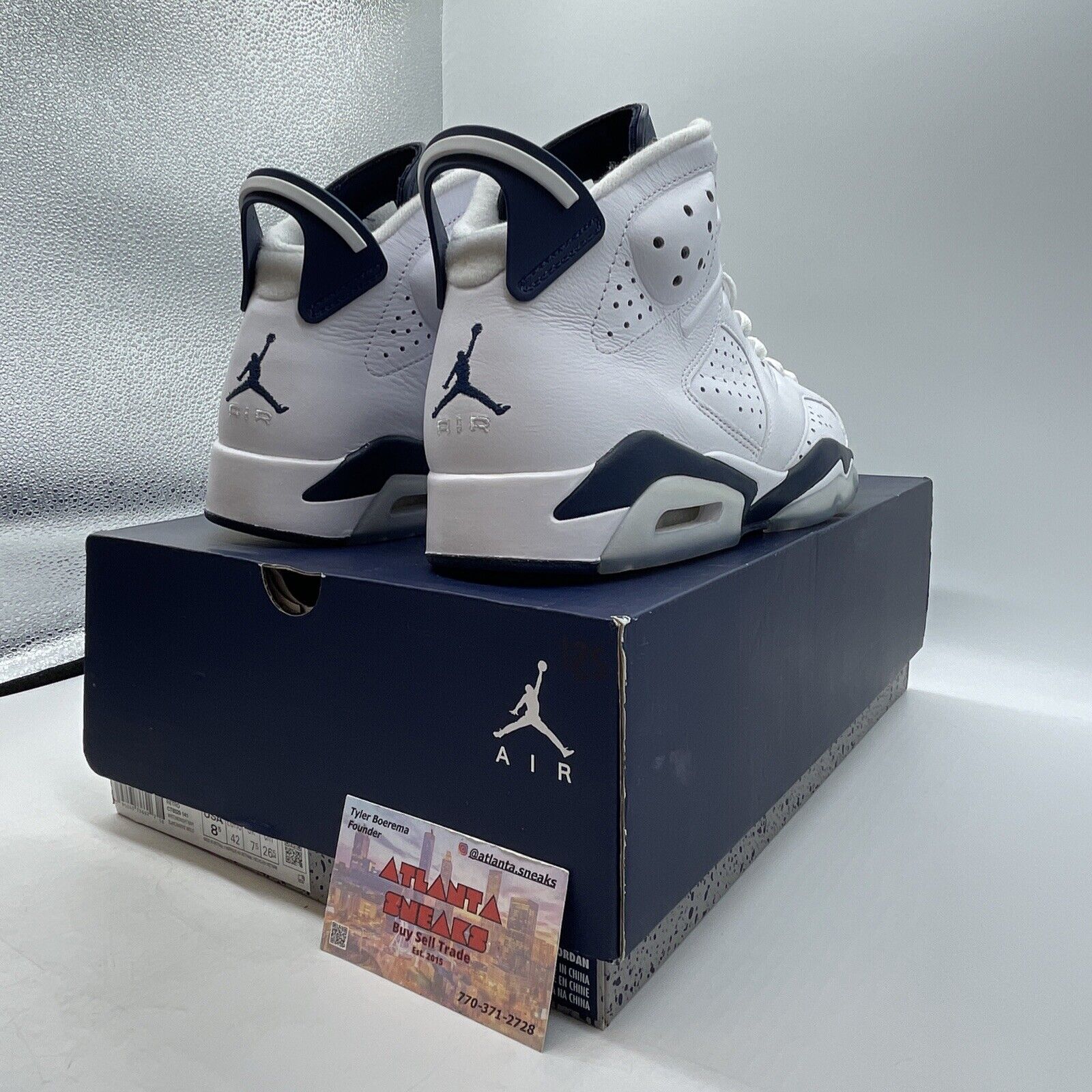 Size 8.5 - Jordan 6 Retro Midnight Navy White Leather (CT8529-141)