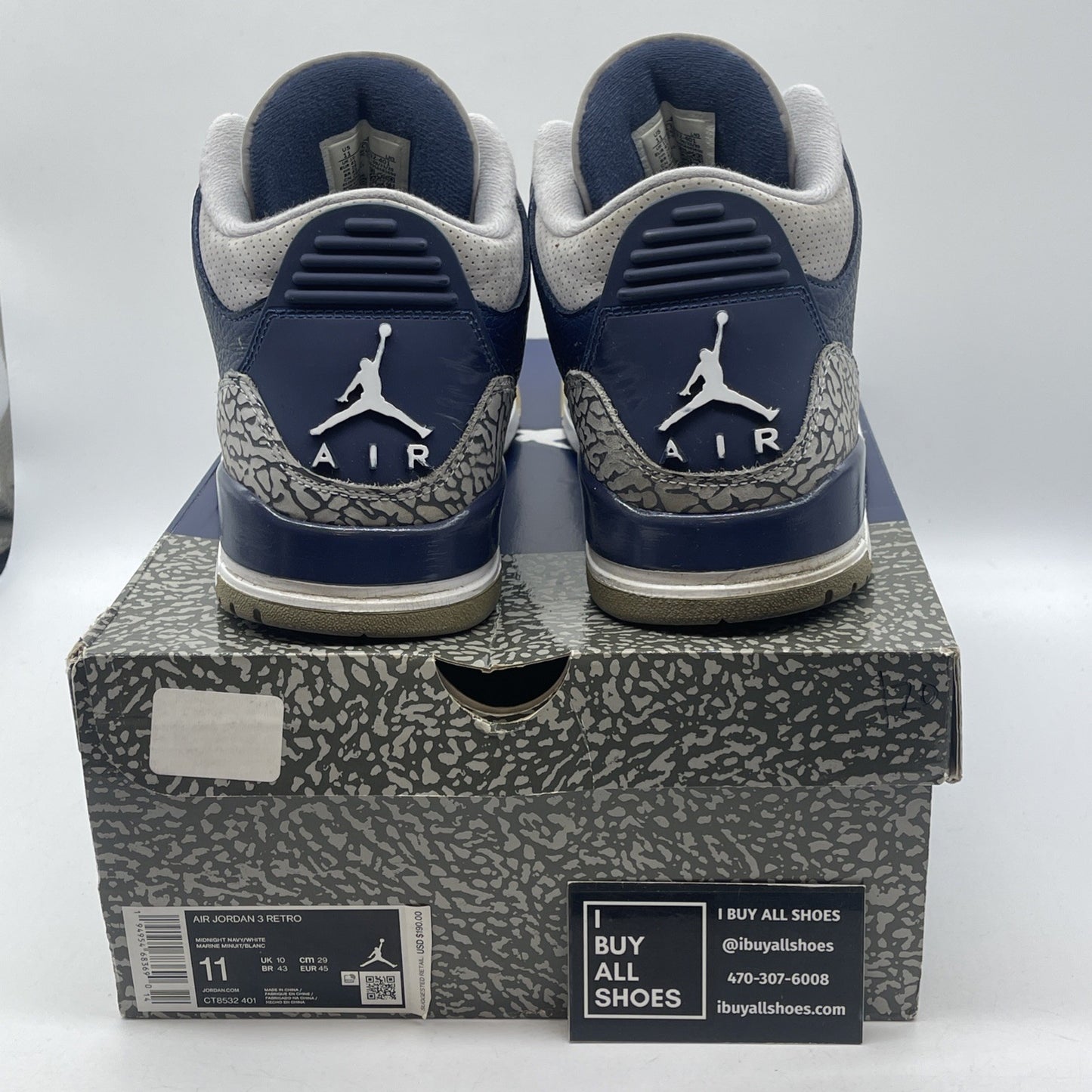 Size 11 - Jordan 3 Georgetown Blue Grey Suede Leather (CT8532-401)