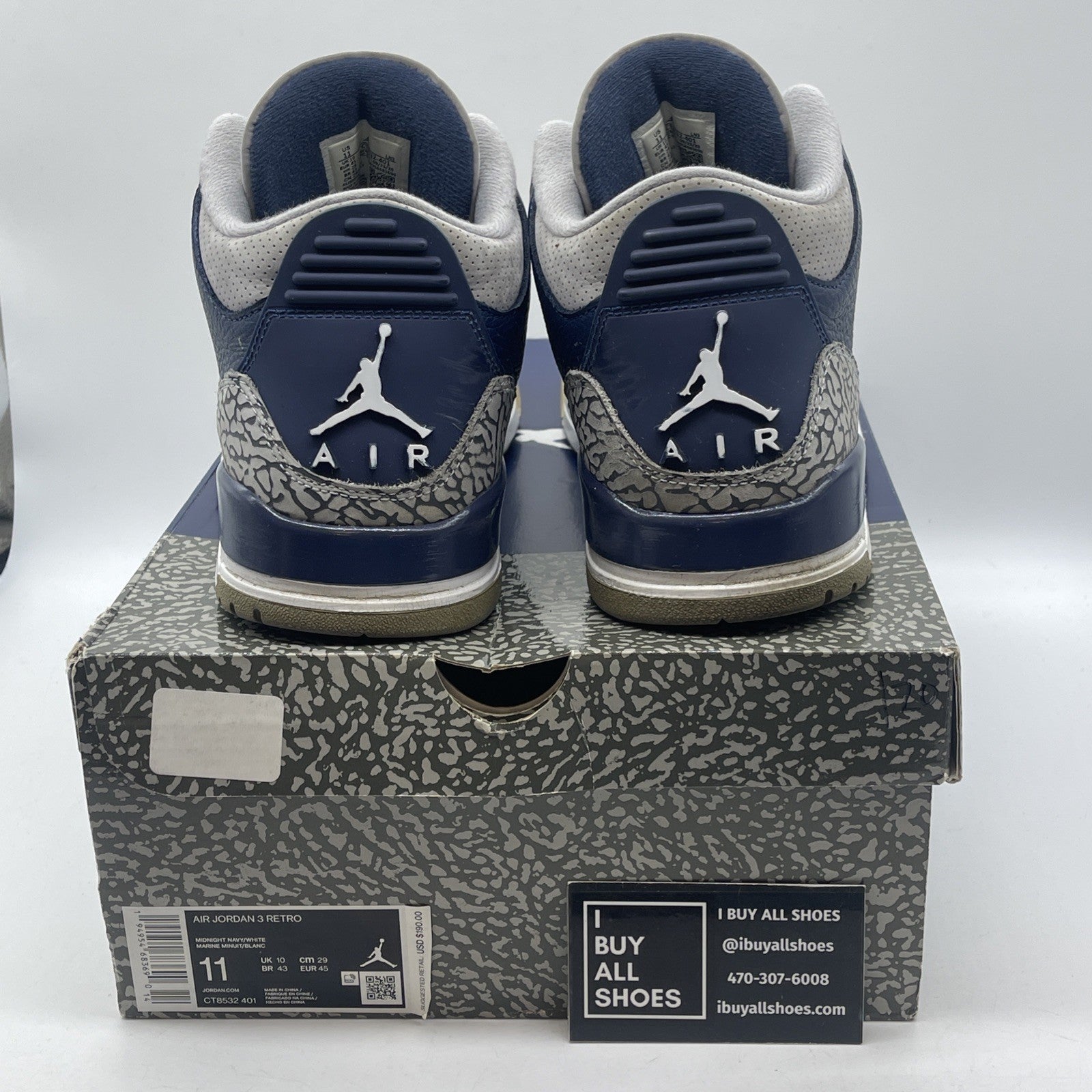 Size 11 - Jordan 3 Georgetown Blue Grey Suede Leather (CT8532-401)
