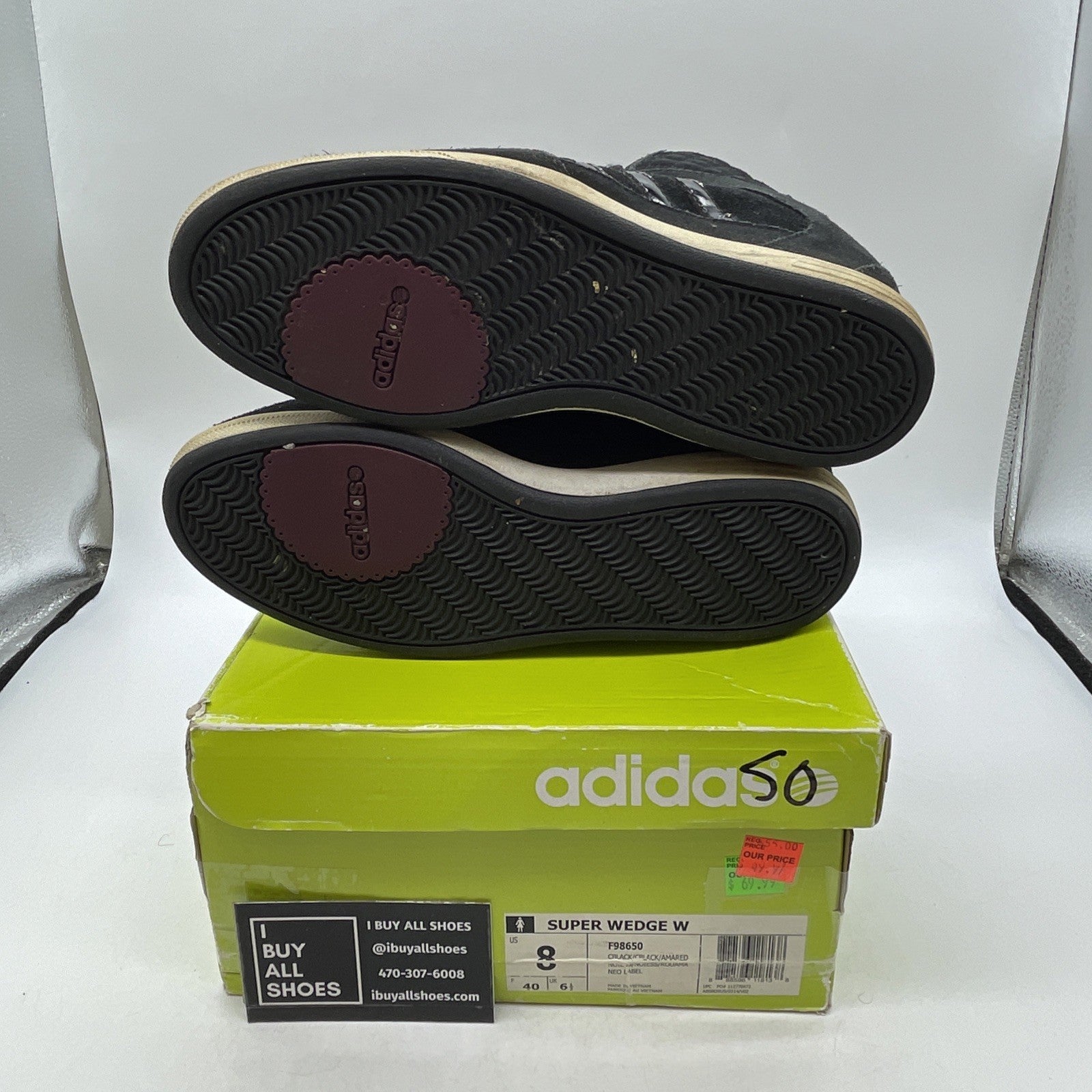 Size 8 - Adidas Neo Super Wedge Lace Up Sneaker Black  (F98650)