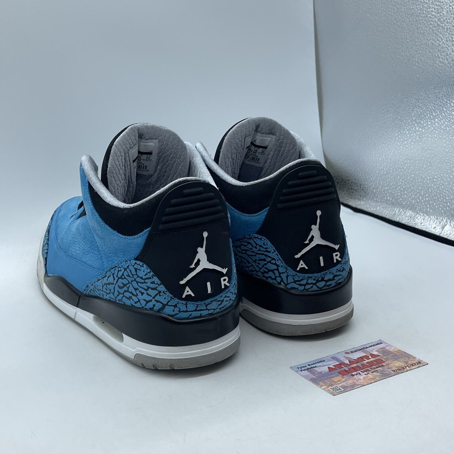 Size 12 - Air Jordan 3 Retro Powder Blue Black Suede Leather (136064-406)