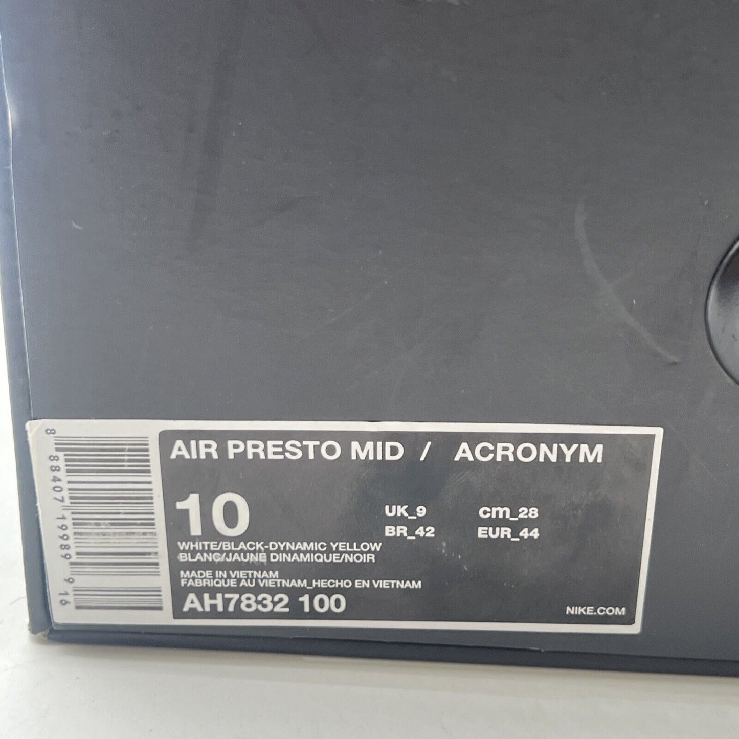 Size 10 - Nike Acronym x Air Presto Mid Dynamic Yellow (AH7832-100)