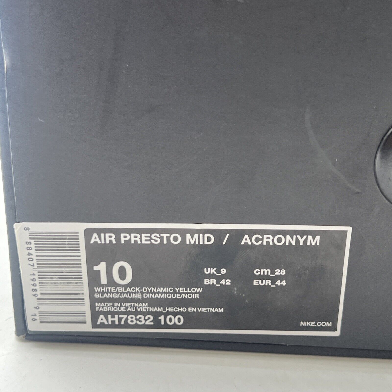Size 10 - Nike Acronym x Air Presto Mid Dynamic Yellow (AH7832-100)