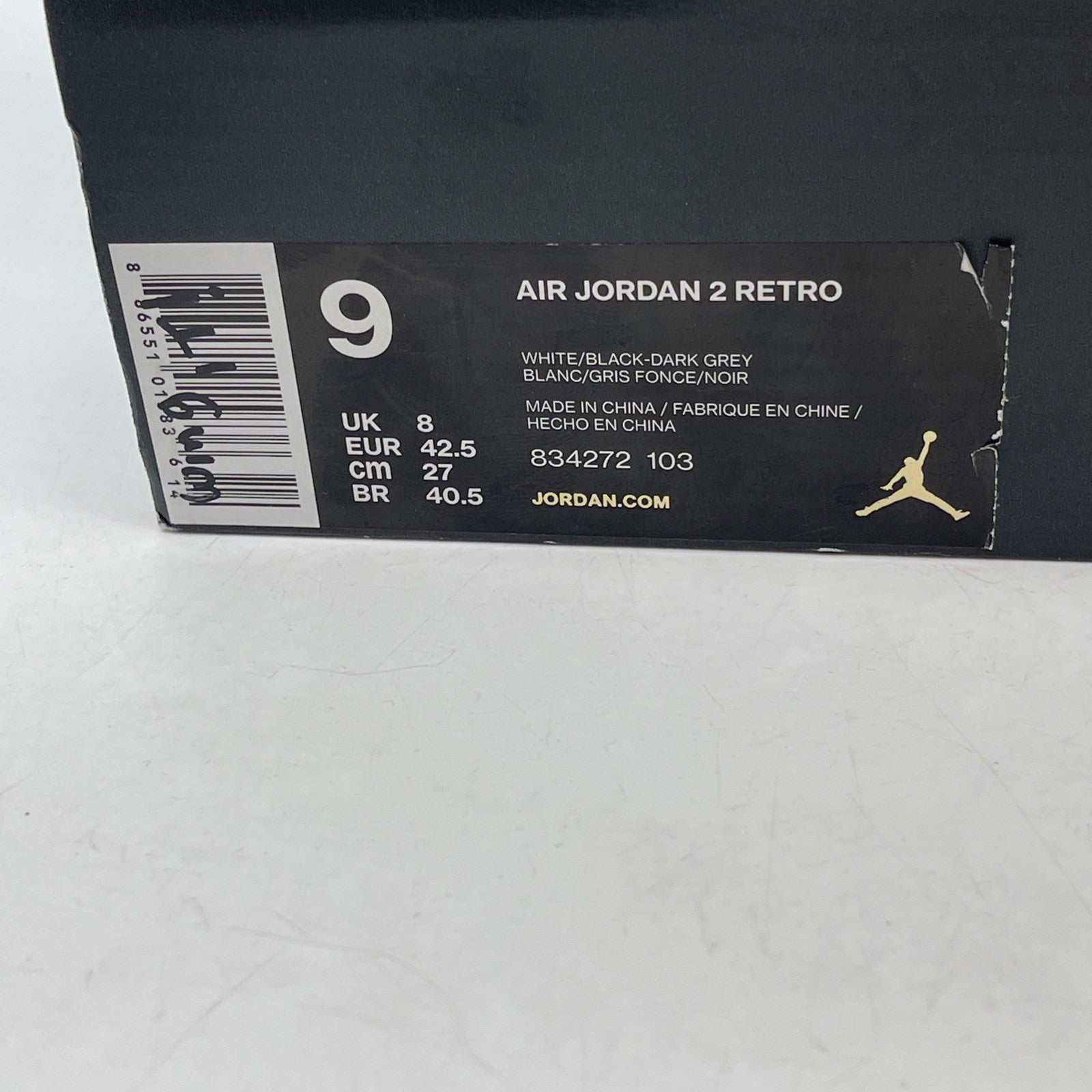 Size 9 - Air Jordan 2 Retro Wing It Black Grey White Leather (834272-103)