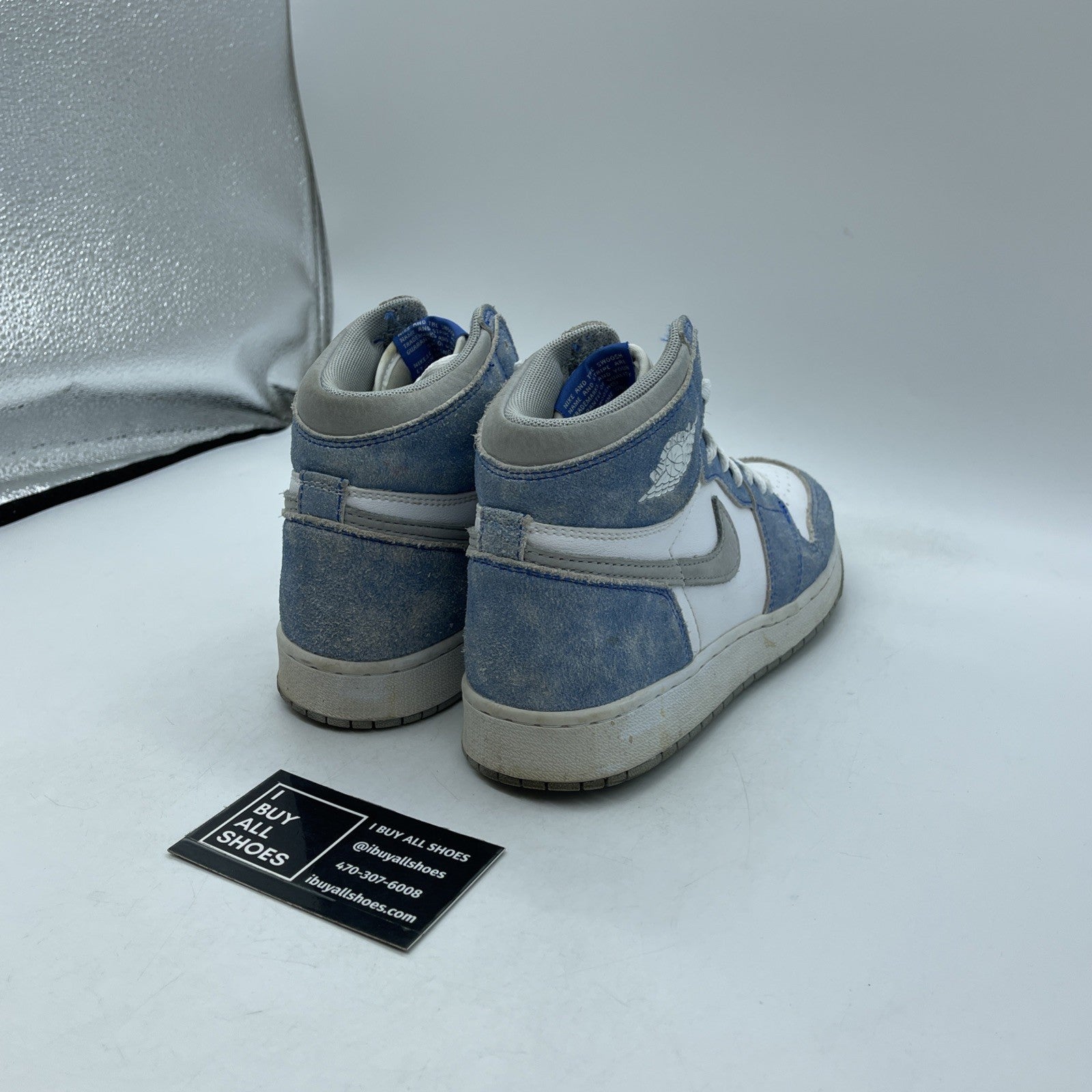 Size 5Y (GS) - Jordan 1 Retro OG High Hyper Royal Grey Suede (575441-402)