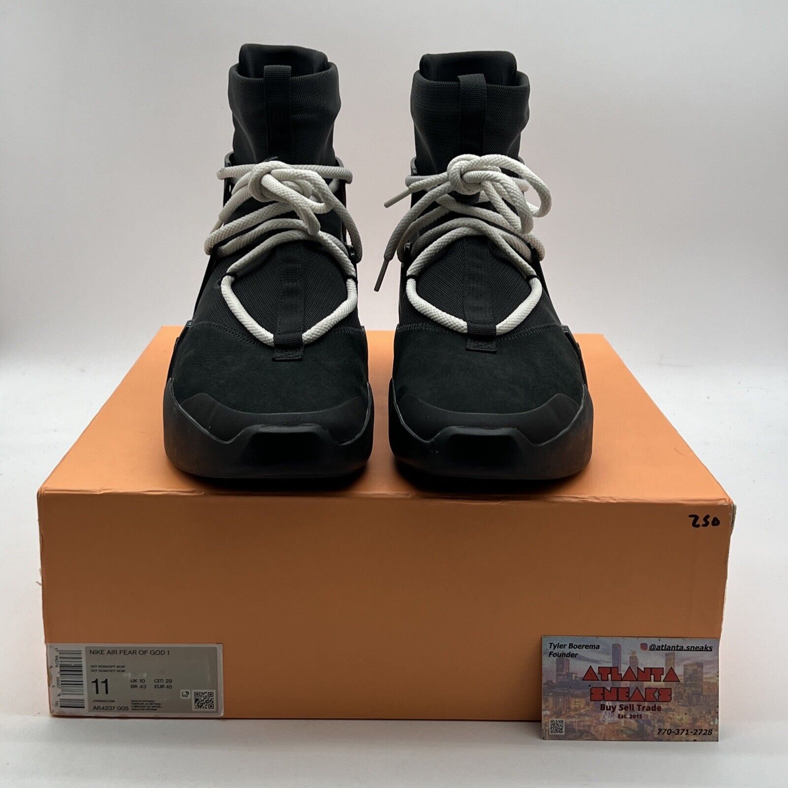 Size 11 - Nike Air Fear of God 1 Triple Black 2020 (AR4237-005)