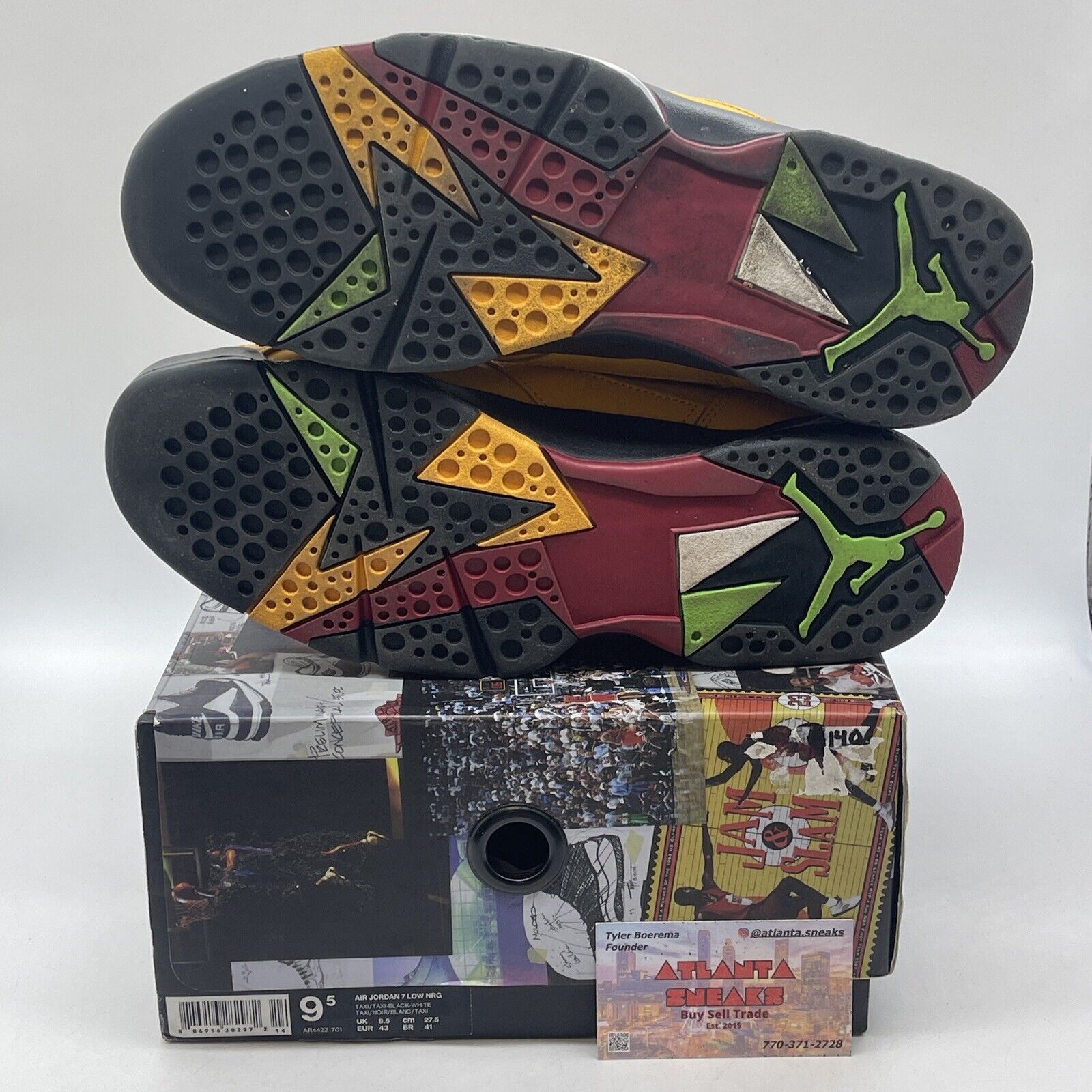 Size 9.5 - Air Jordan 7 Retro NRG Low Taxi Black Yellow Leather (AR4422-701)