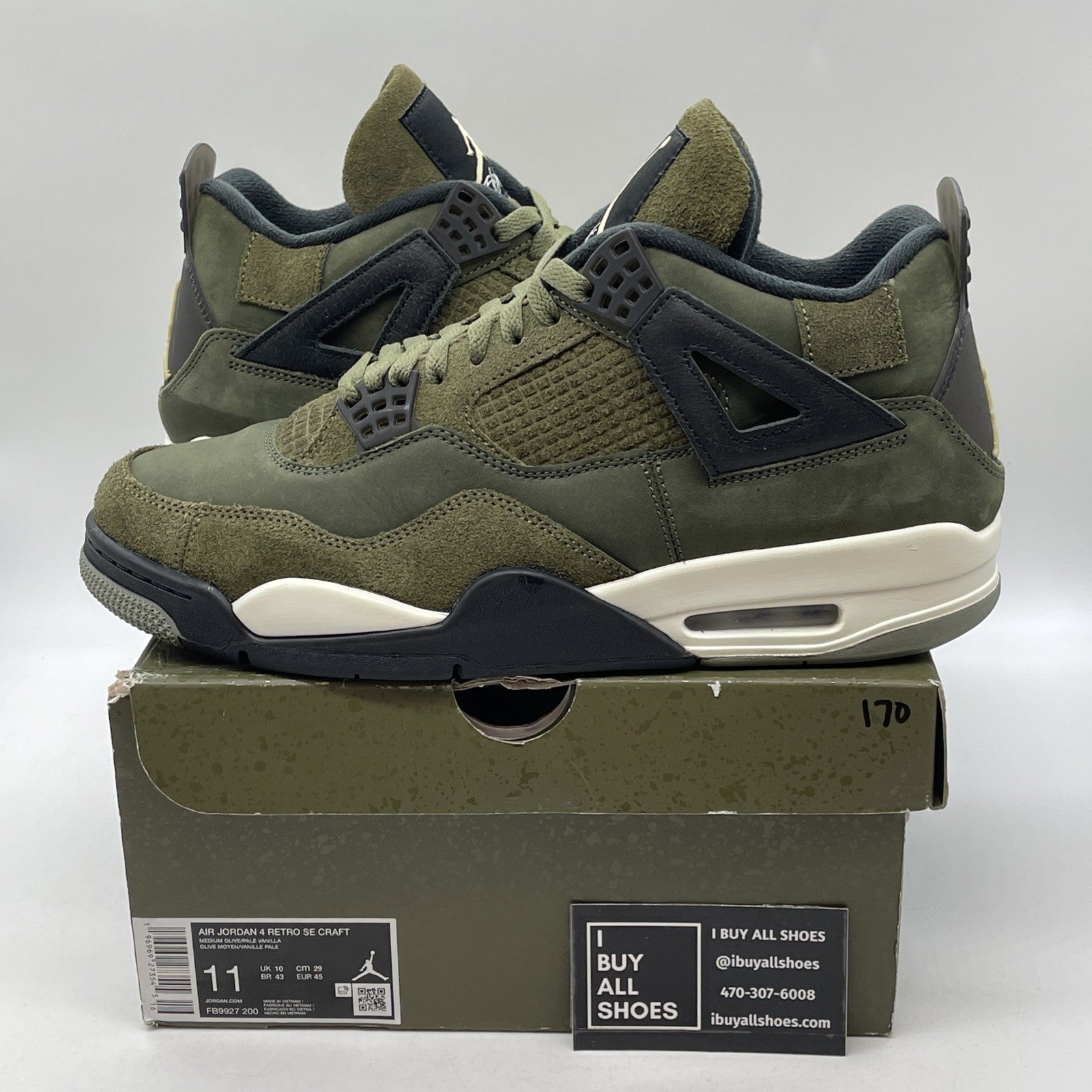 Size 11 - Jordan 4 SE Retro Low Craft Olive Green Black Suede (FB9927-200)