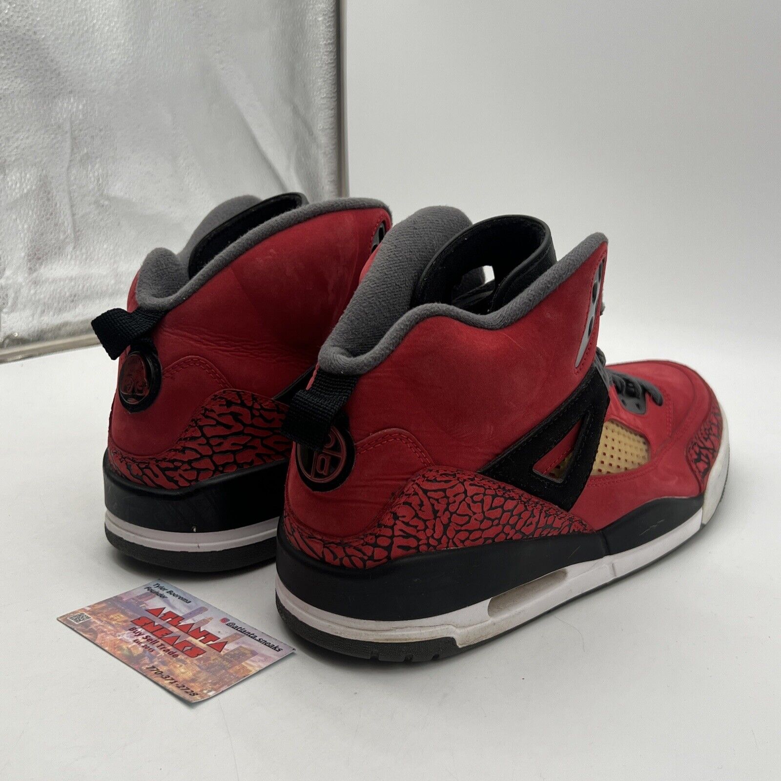 Size 13 - Jordan Spizike Toro Bravo Grey Black Red Suede Leather (315371-601)