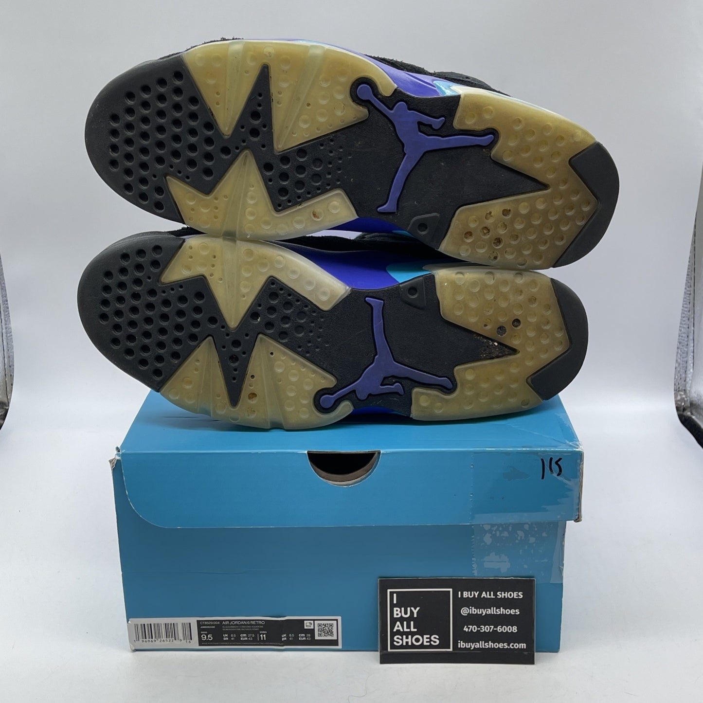 Size 9.5 - Air Jordan 6 Retro Aqua Black Purple Suede (CT8529-004)