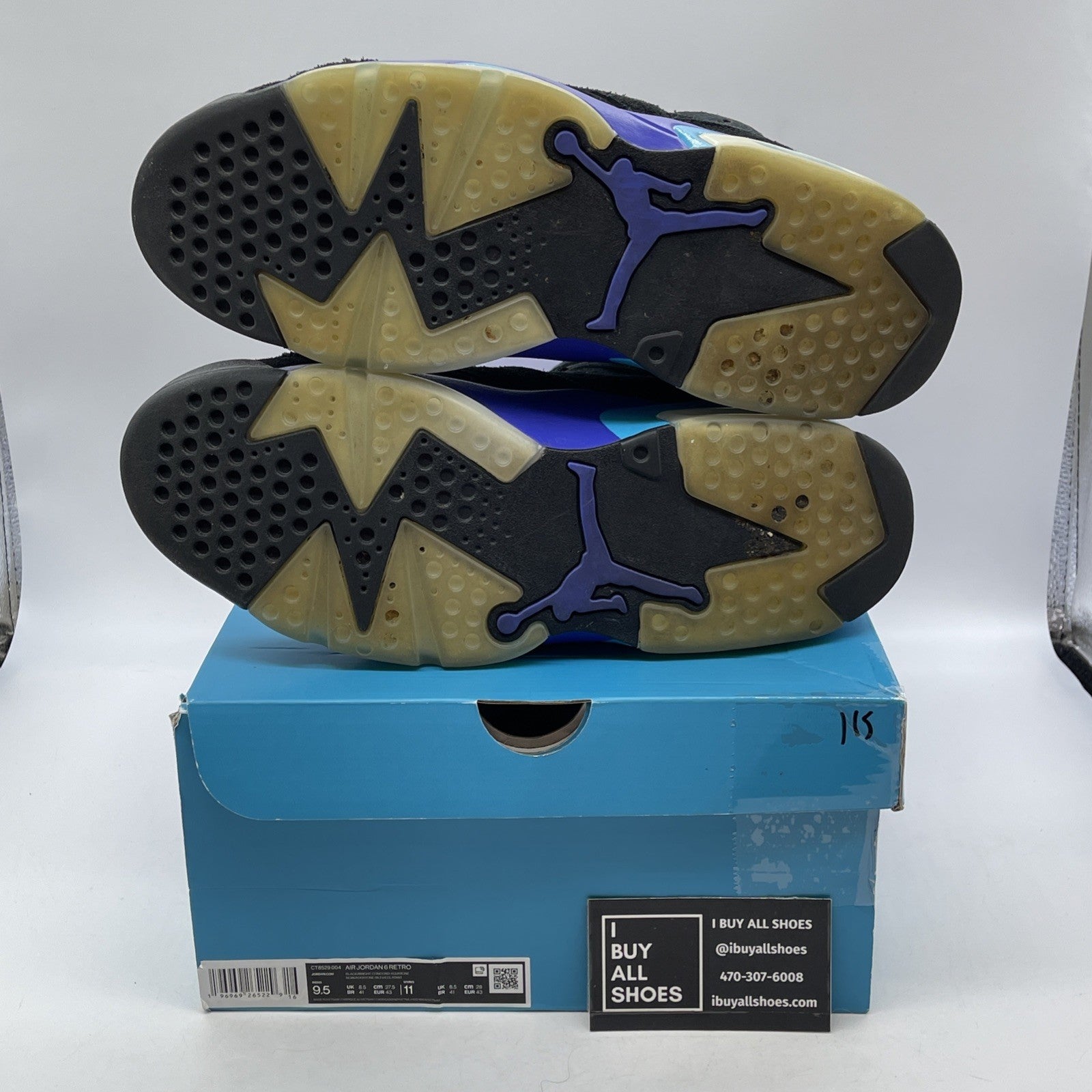 Size 9.5 - Air Jordan 6 Retro Aqua Black Purple Suede (CT8529-004)