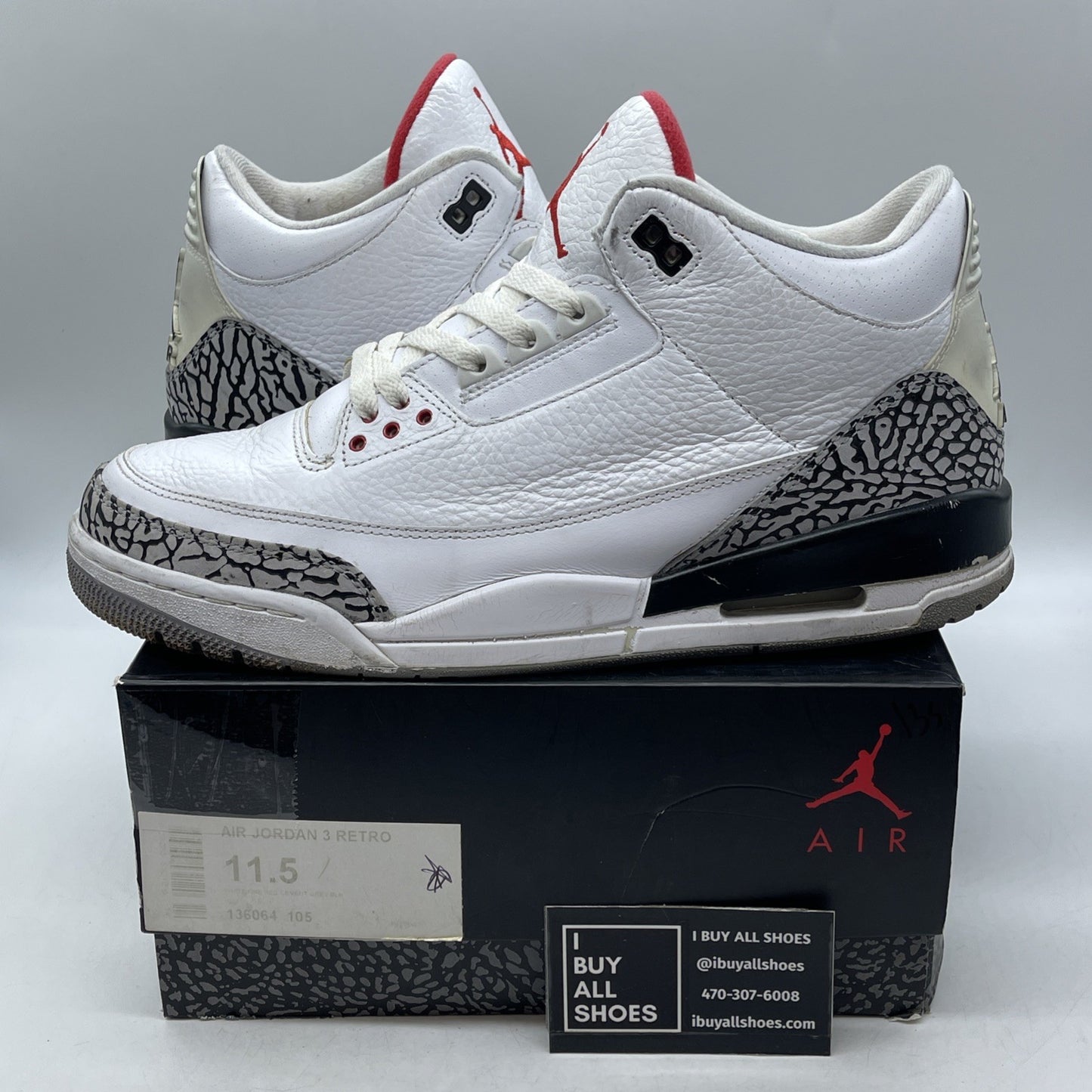 Size 11.5 - Air Jordan 3 Retro White Cement 2011 (136064-105)