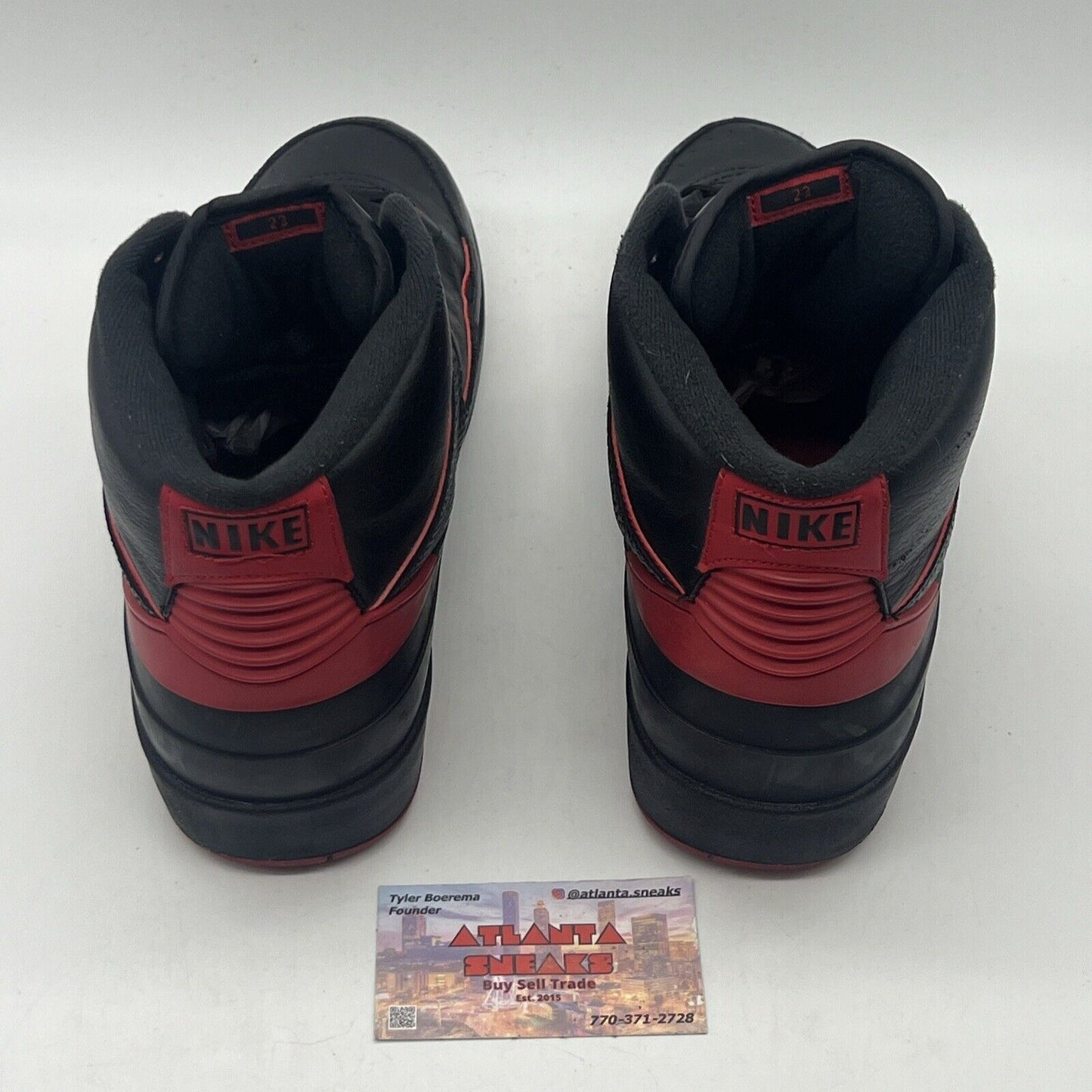 Size 11.5 - Air Jordan 2 Retro Alternate 87 Black Red Leather Used