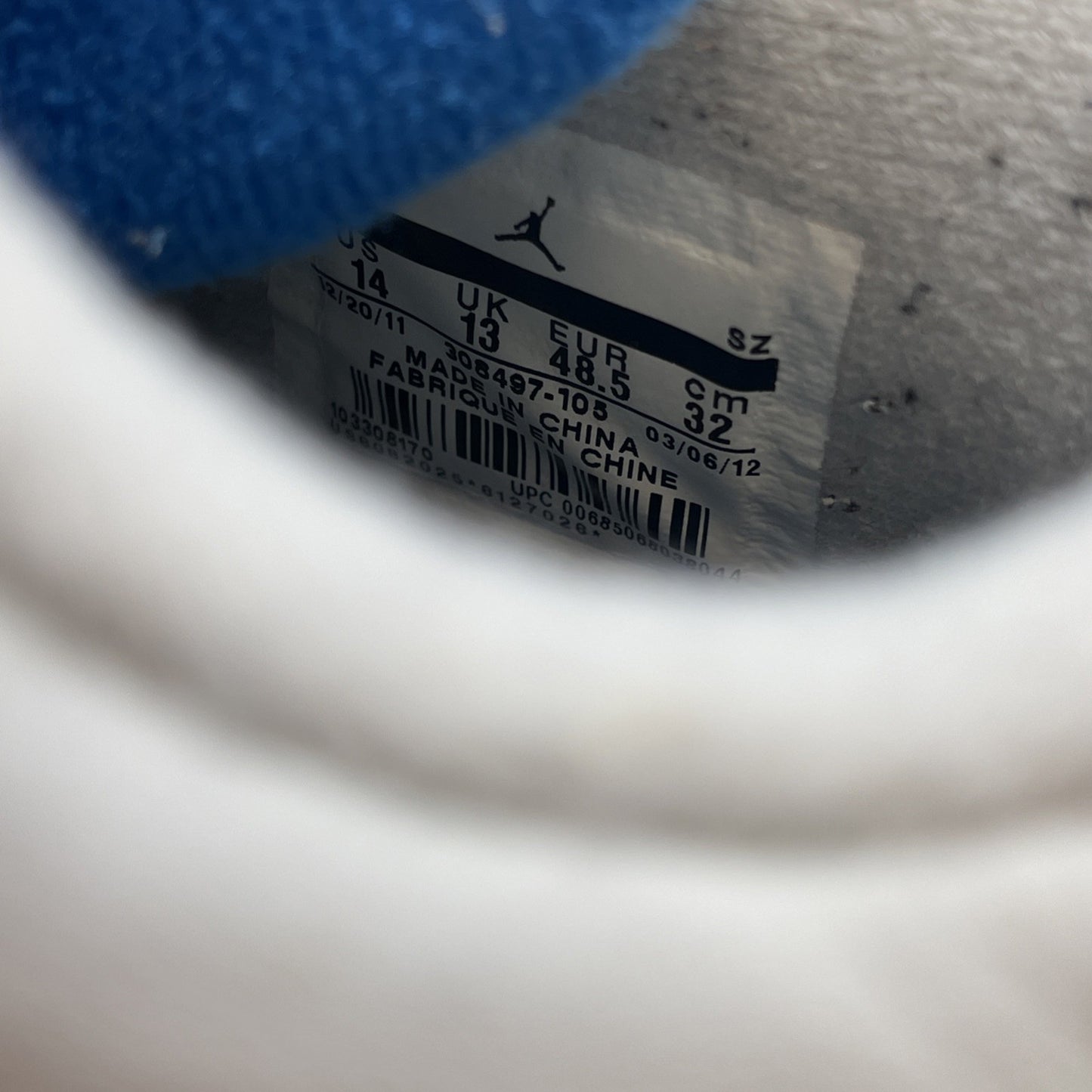 Size 14 - Jordan 4 Retro Military Blue White Grey Suede Leather (308497-105)