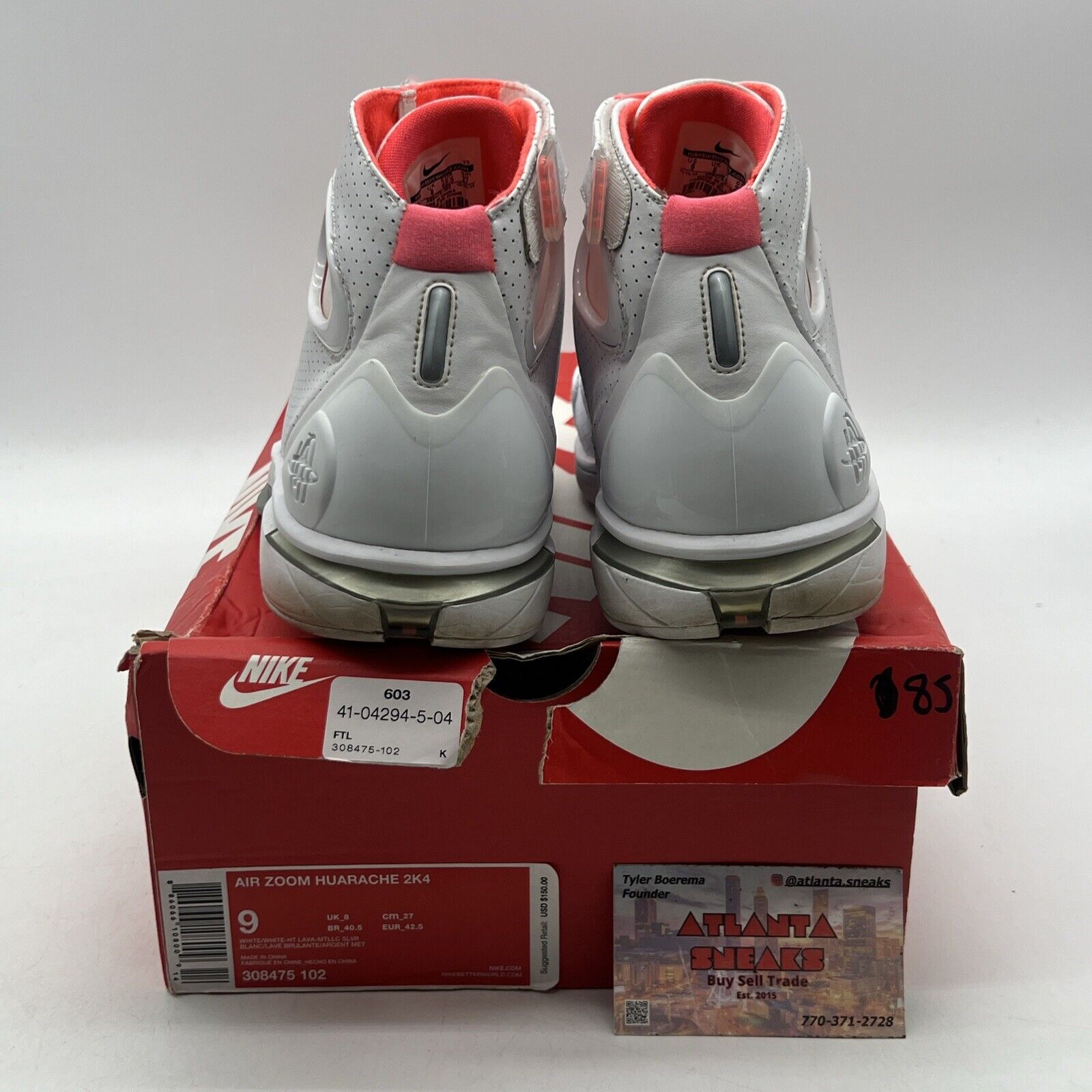 Size 9 - Nike Zoom Huarache 2K4 White Hot Lava Leather (308475-102)