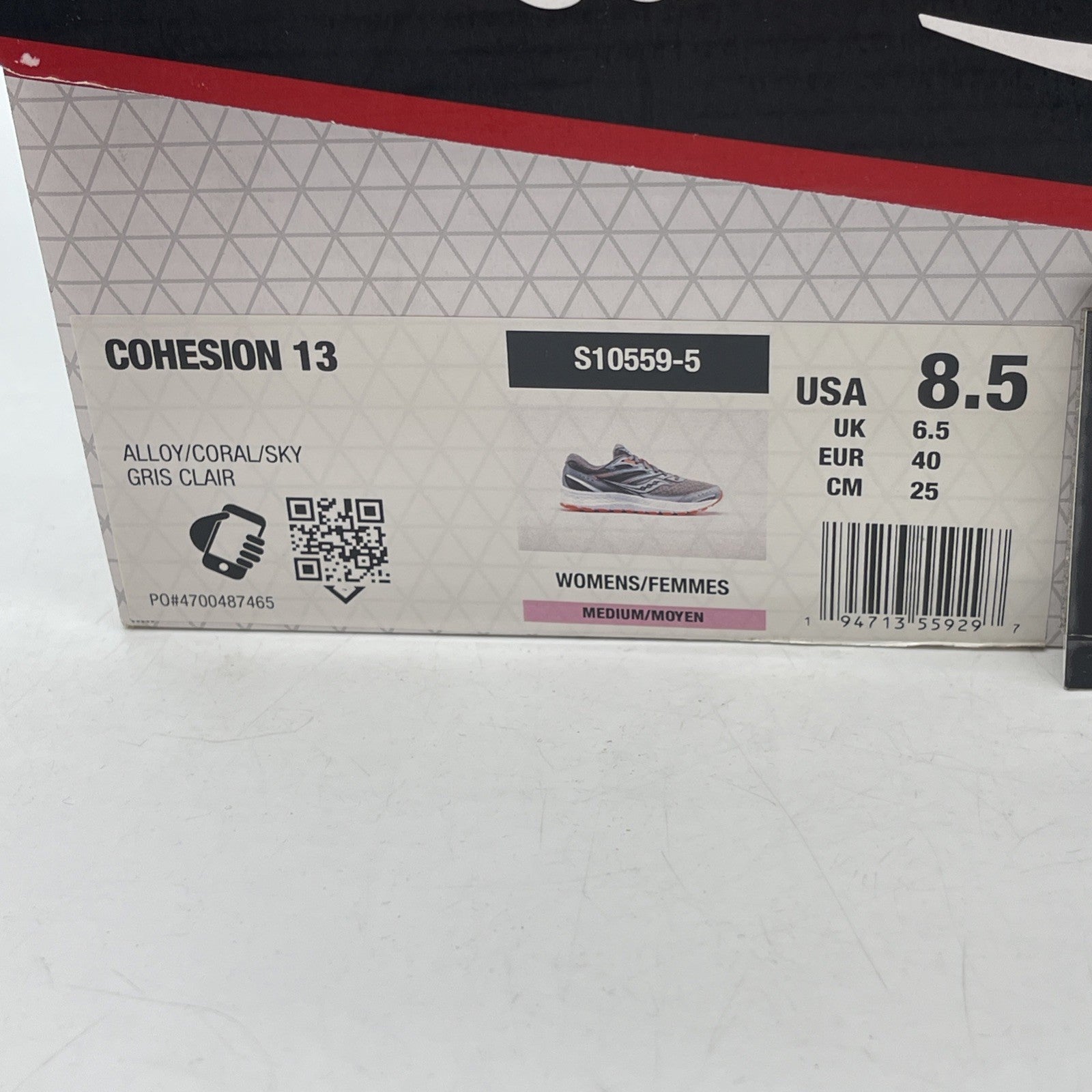 Size 8.5W - Saucony Cohesion 13 Coral Sky Grey Suede Leather (S10559-5)