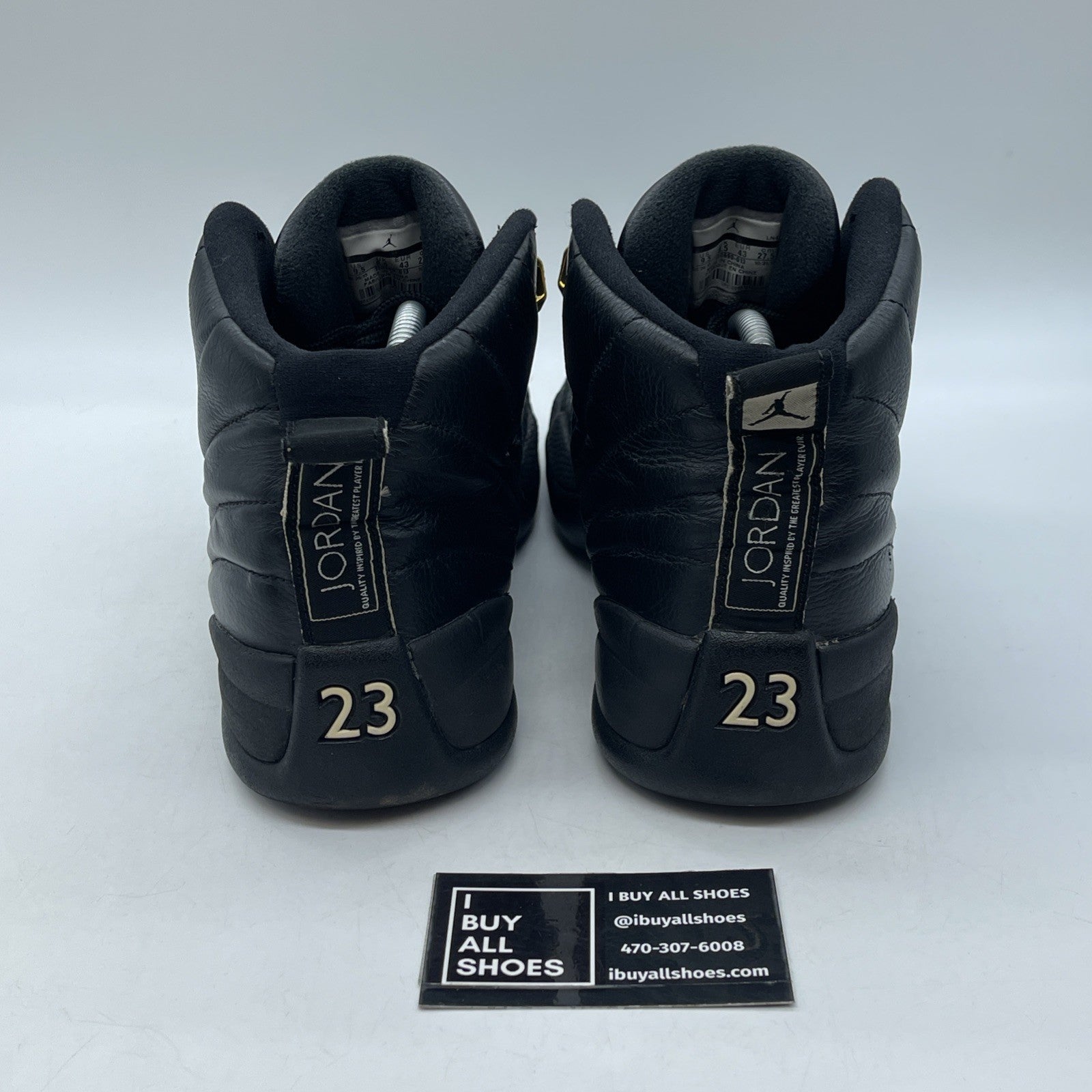 Size 9.5 - Air Jordan 12 Retro The Master Black Gold White Leather (130690-013)