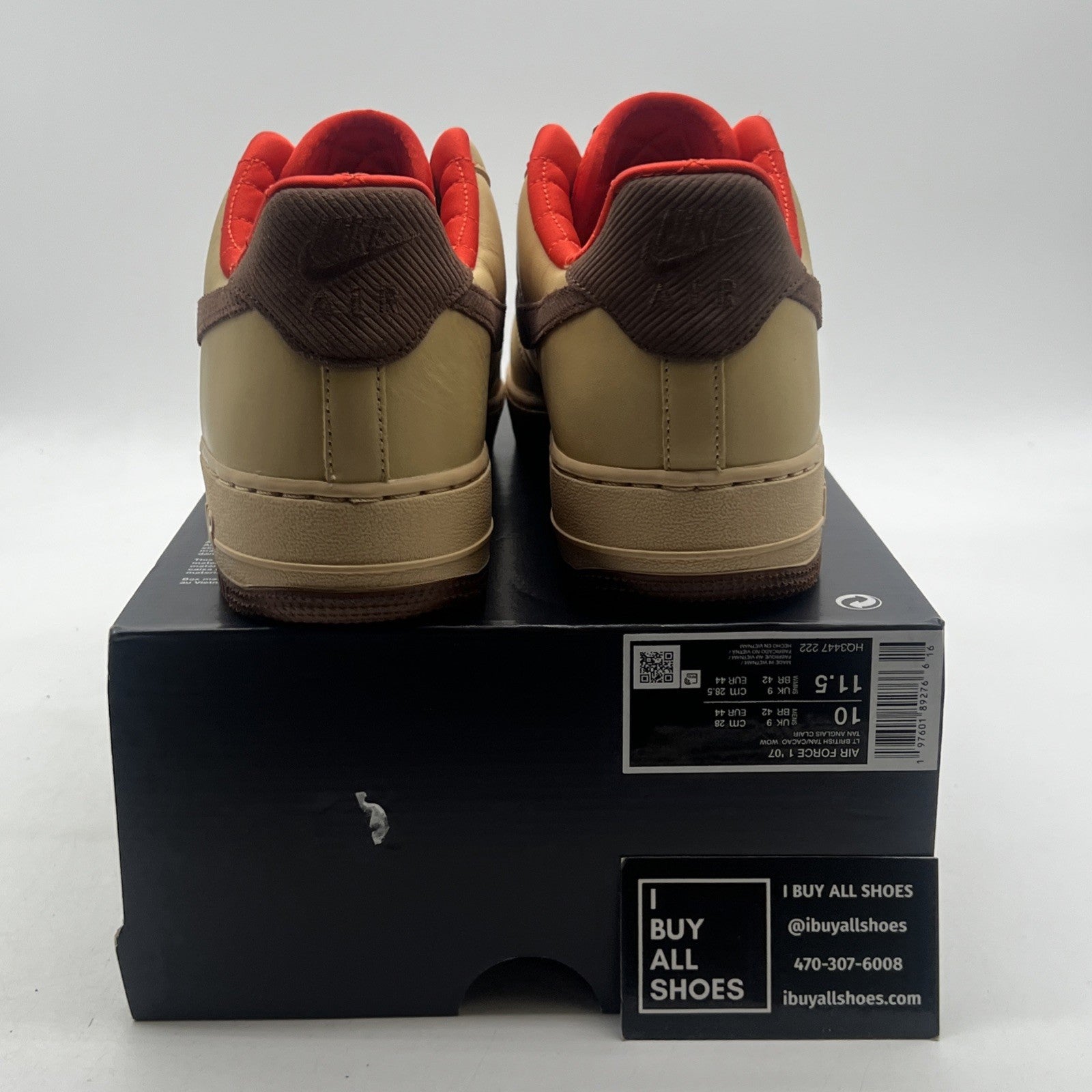 Size 10 - Nike Air Force 1 '07 Light British Tan Cacao Wow (HQ3447-222)