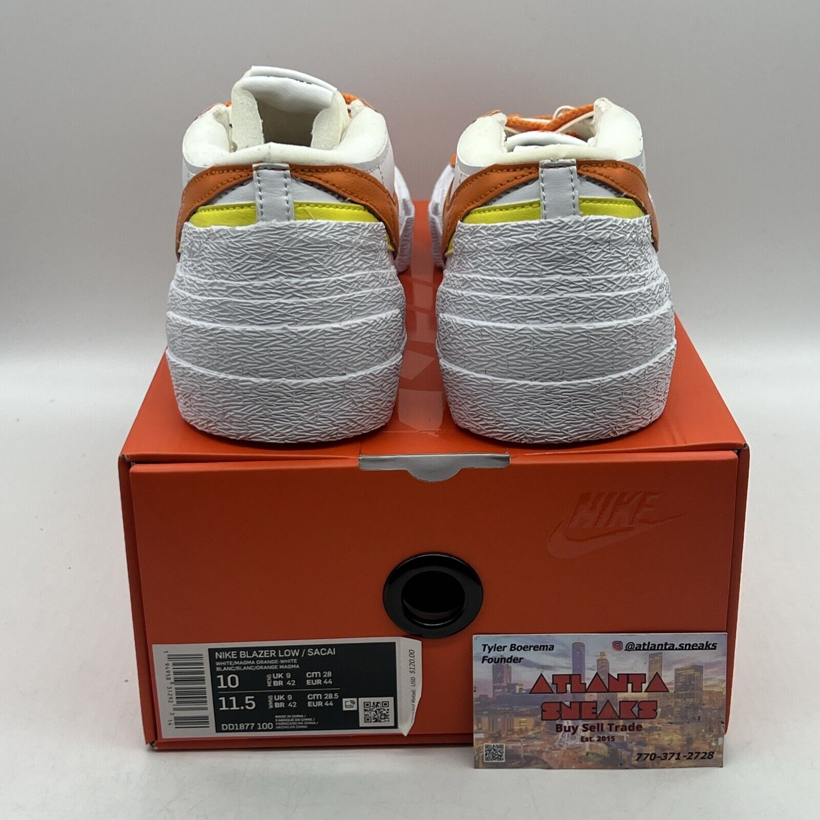 Size 10 - Nike Blazer Low x Sacai Magma Orange Brand New Og All