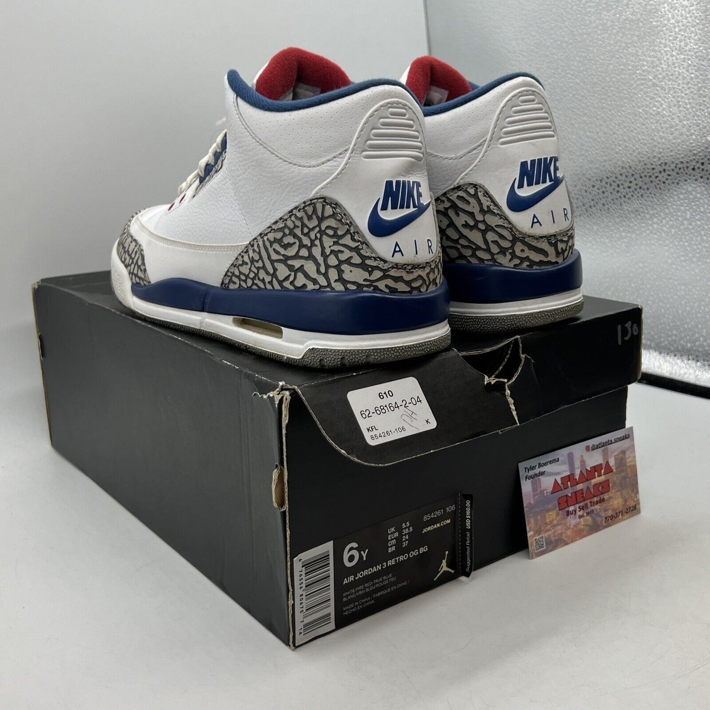 Size 6 (GS) - Jordan 3 Retro OG 2016 Mid True Blue Leather (854261-106)