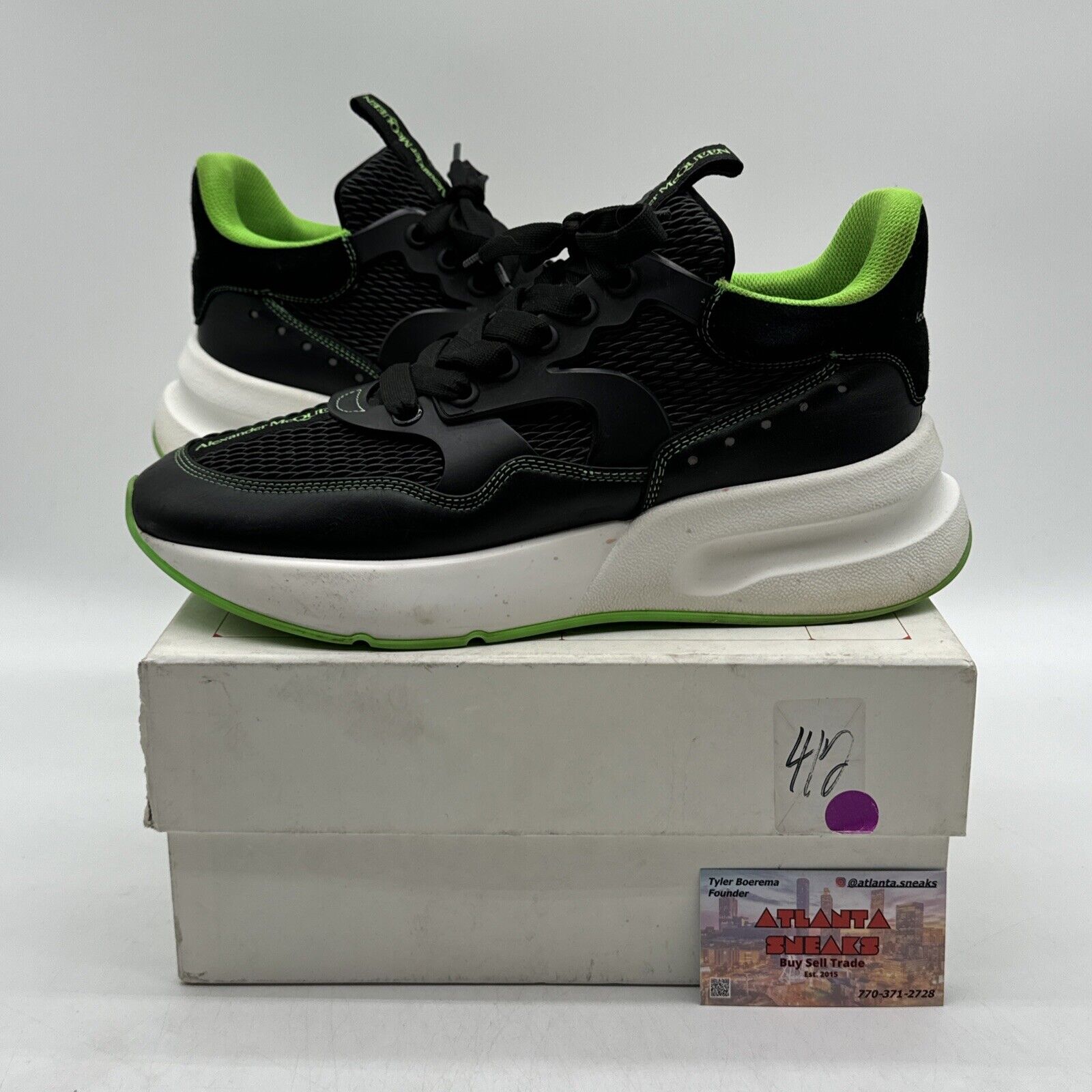 ALEXANDER MCQUEEN OVERSIZED RUNNER SLIME GREEN SZ EU 43 / US 10 Volt Black Suede