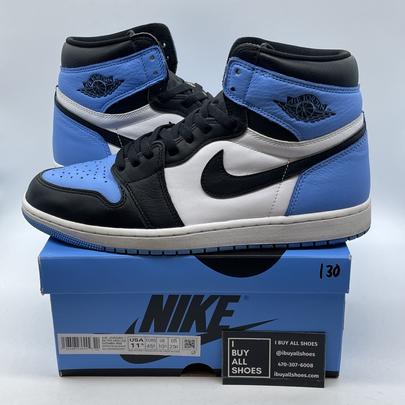 Size 11.5 - Jordan 1 Retro OG High UNC Toe Blue Black White (DZ5485-400)
