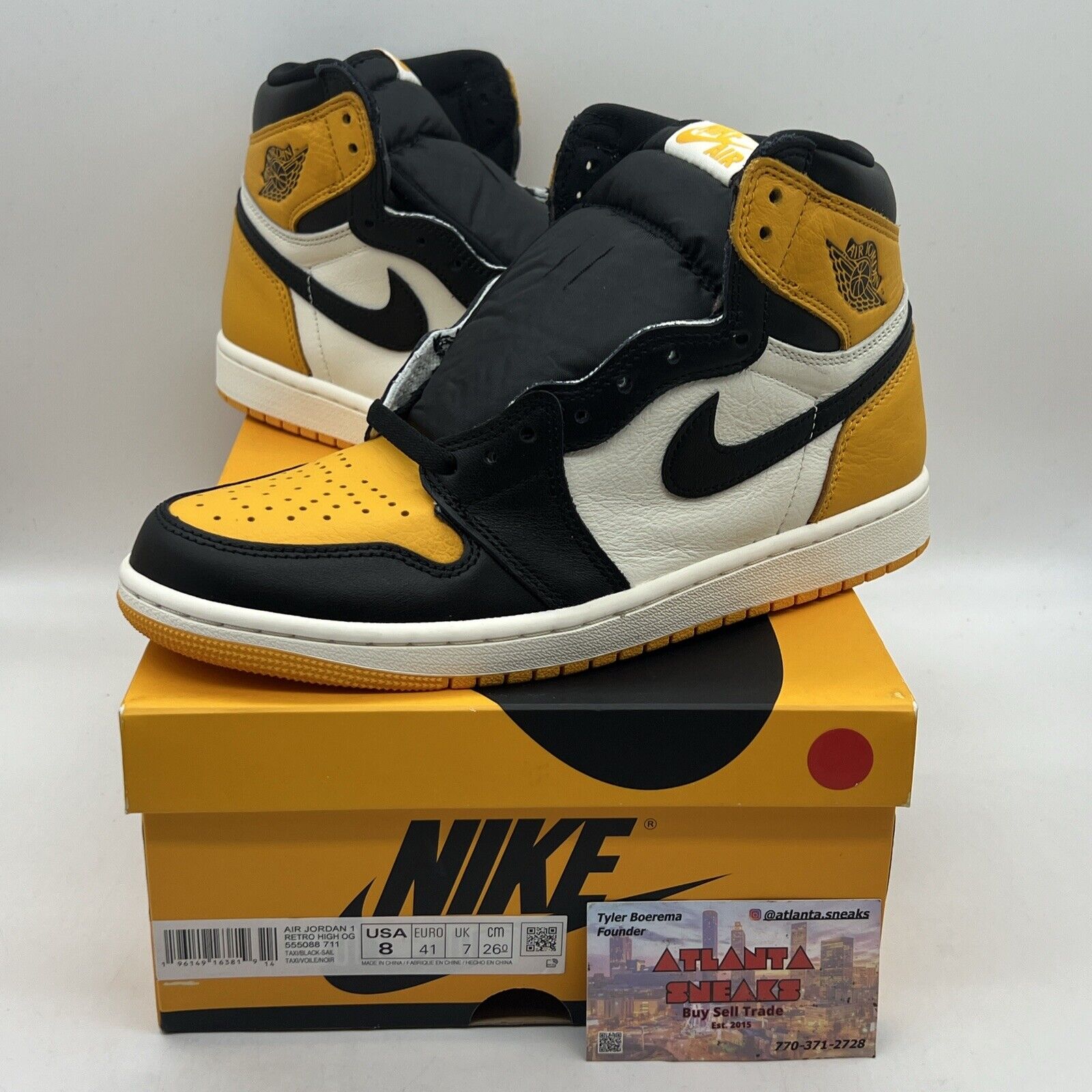 Size 8 - Jordan 1 Retro OG High Yellow Toe Brand New Og All