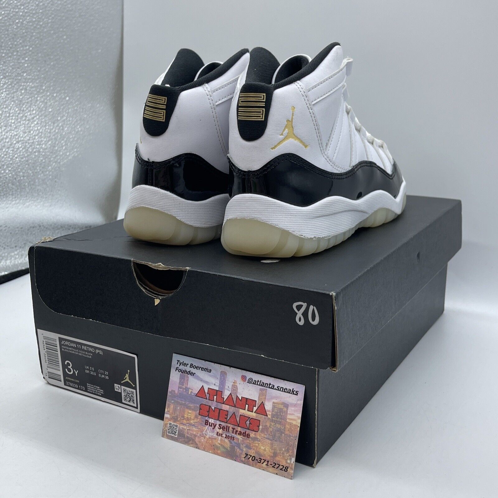 Size 3Y (PS) - Jordan 11 Retro Mid DMP White Black Leather (378039-170)