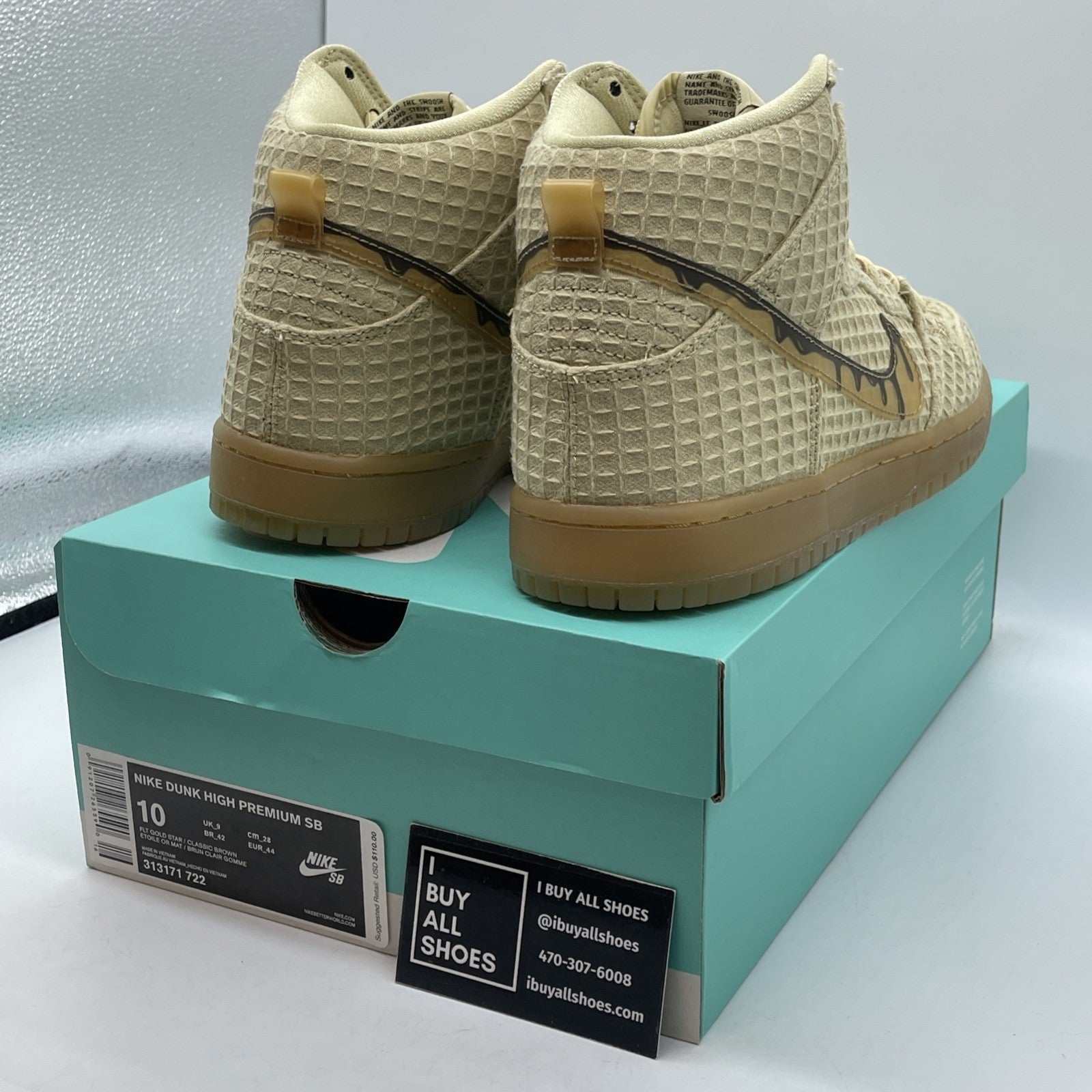 Size 10 - Nike SB Dunk Premium Hemp High Waffle Brown Suede (313171-722)