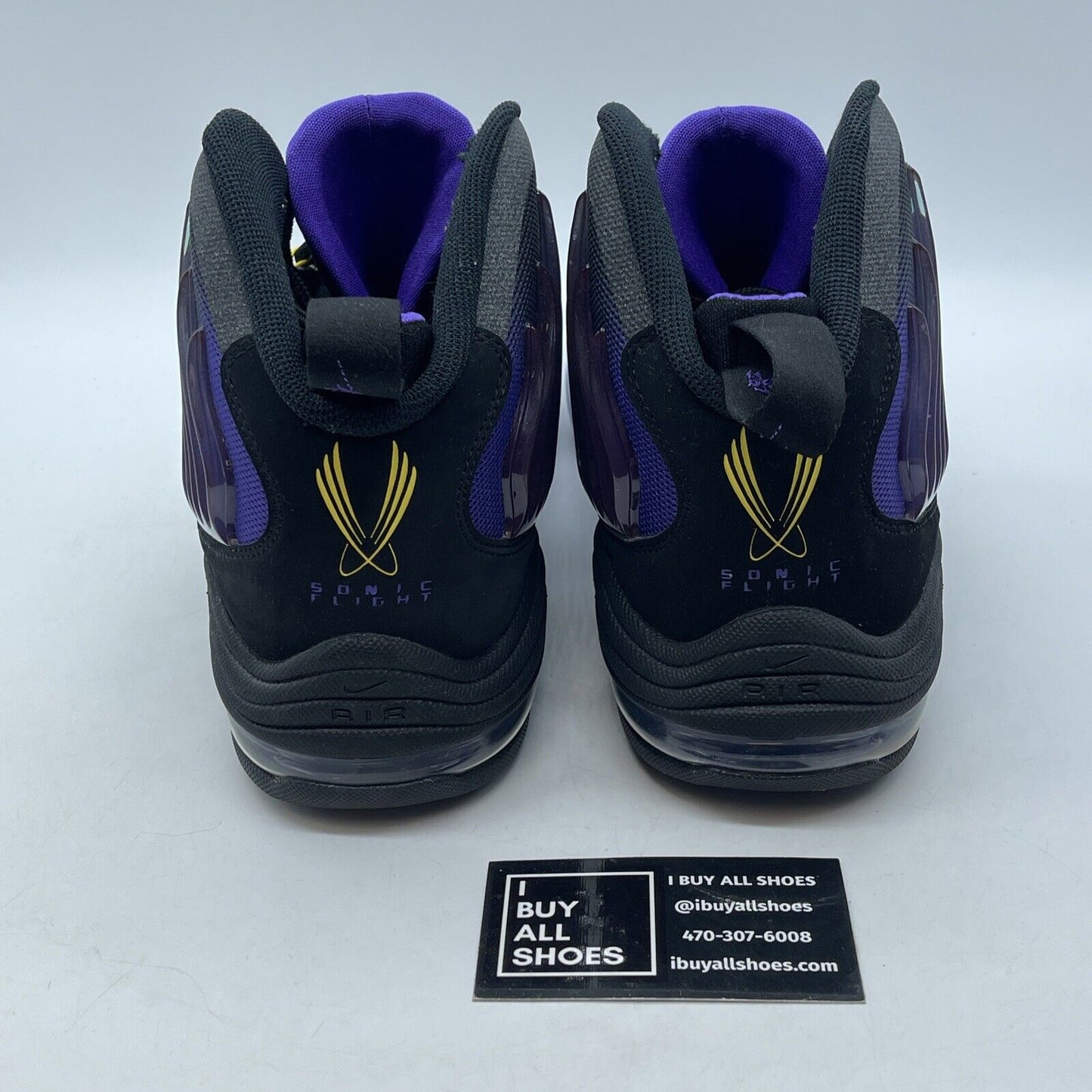 Size 12 - Nike Sonic Flight Black Purple Venom White Suede Leather (641333-001)