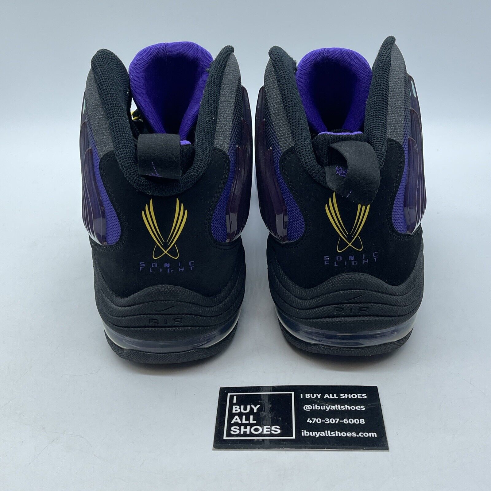 Size 12 - Nike Sonic Flight Black Purple Venom White Suede Leather (641333-001)