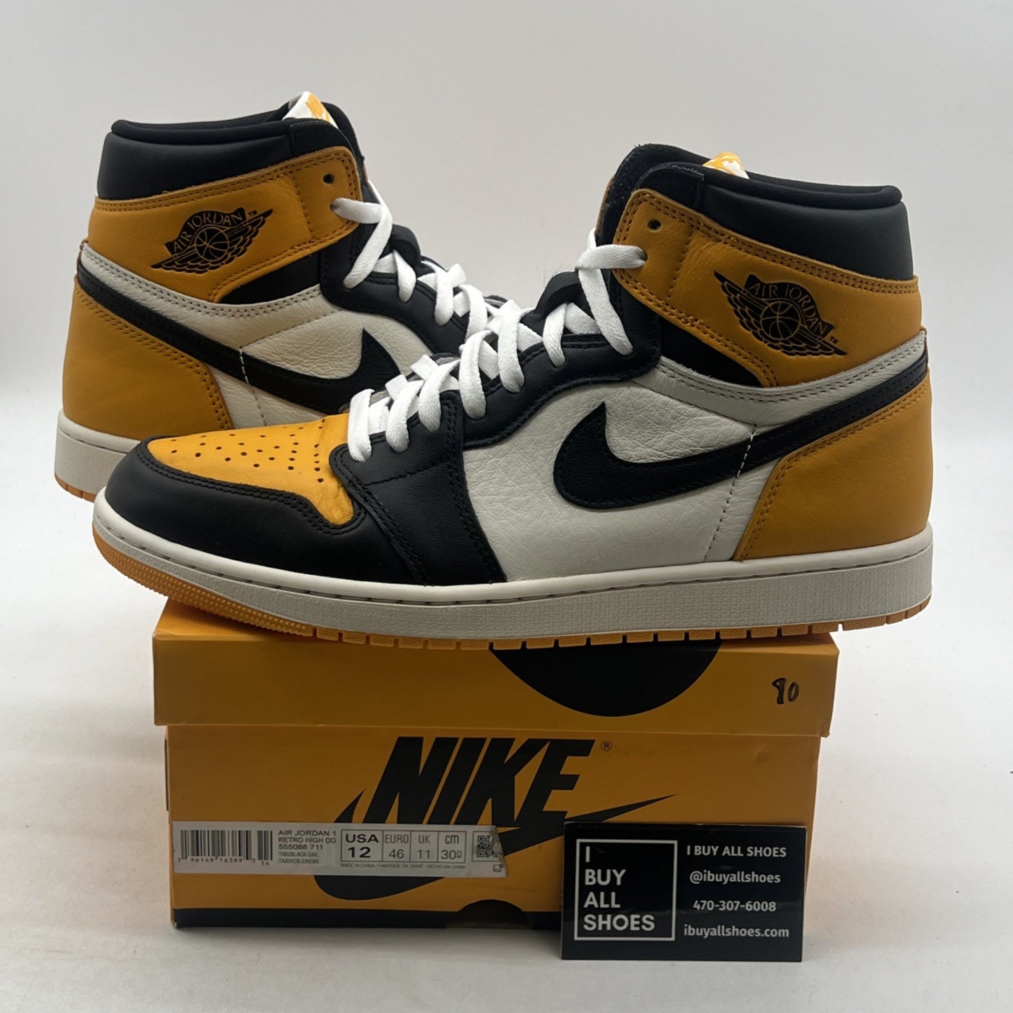 Size 12 - Air Jordan 1 Retro OG High Yellow Toe (555088-711)